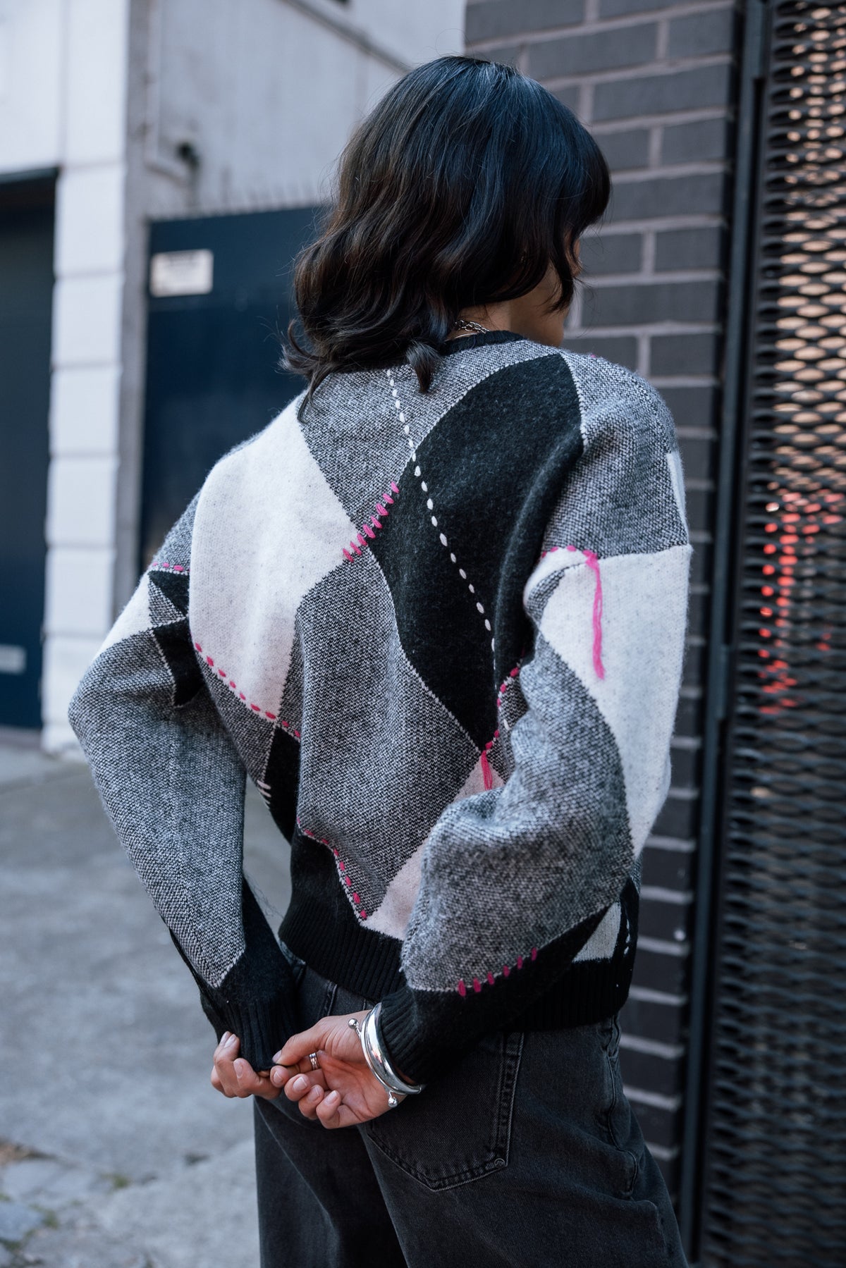 

Pull à carreaux détails contrastants Femme Phino Argyle original | Freeman T. Porter