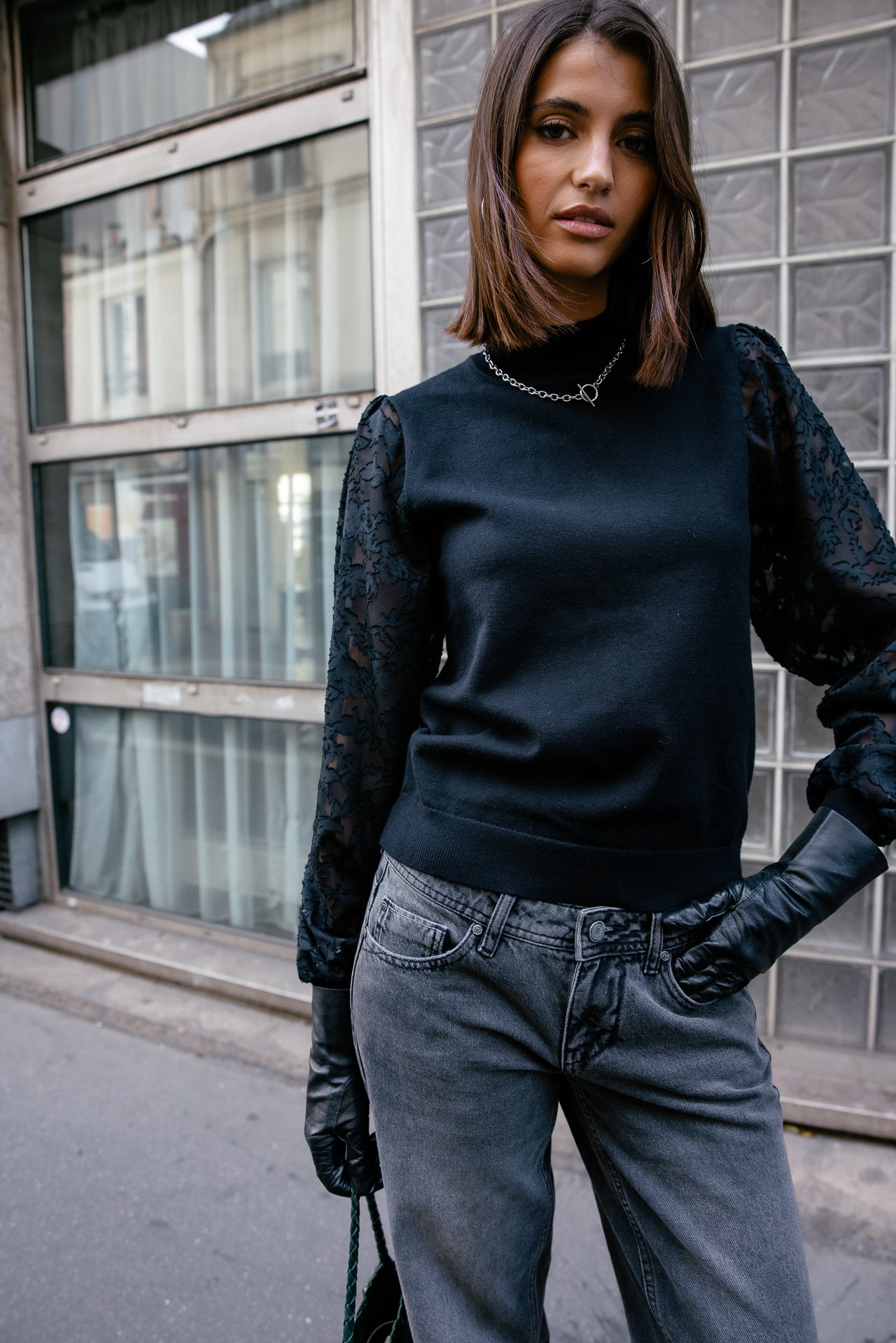 

Pull à manches en dentelle Femme Palmina Flowers black | Freeman T. Porter