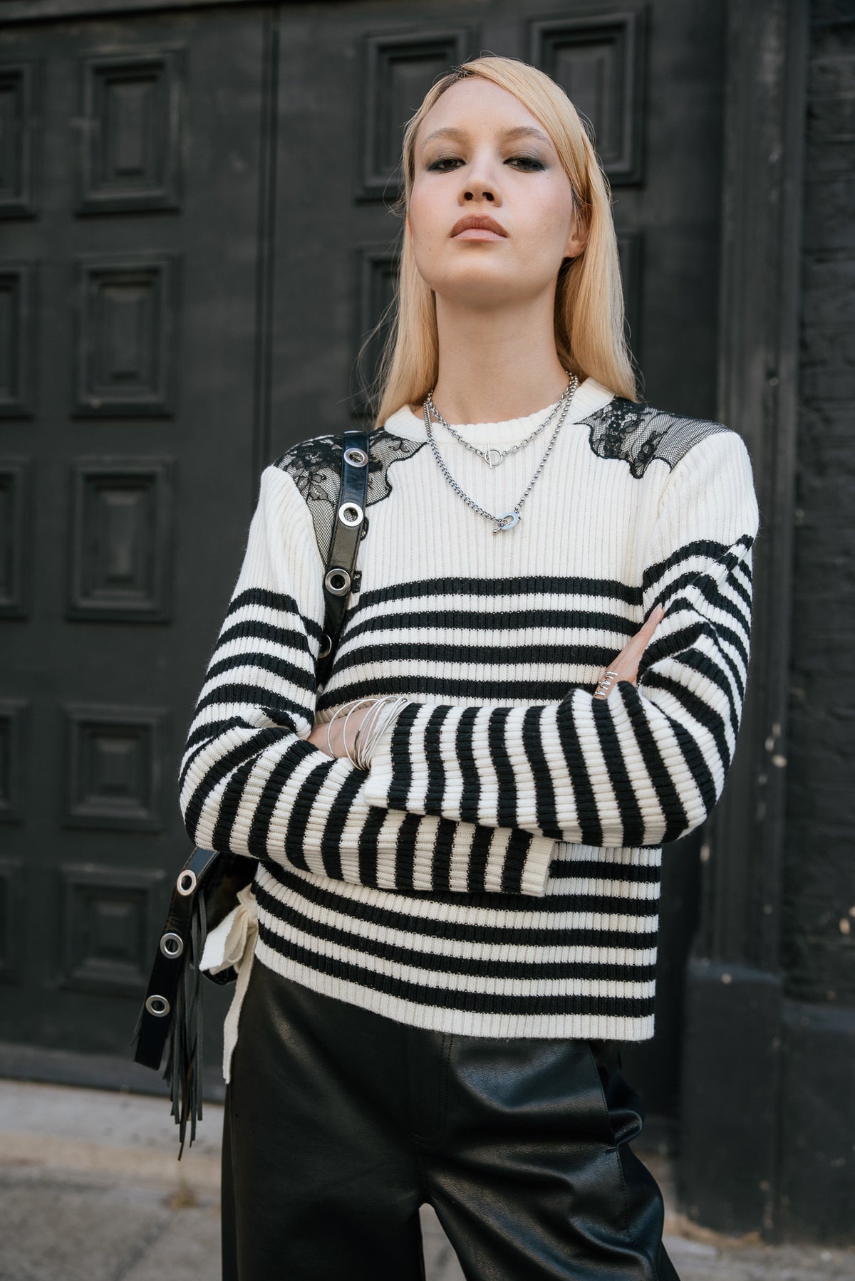 

Pull avec incrustations de dentelle Femme Preece Sailor white | Freeman T. Porter