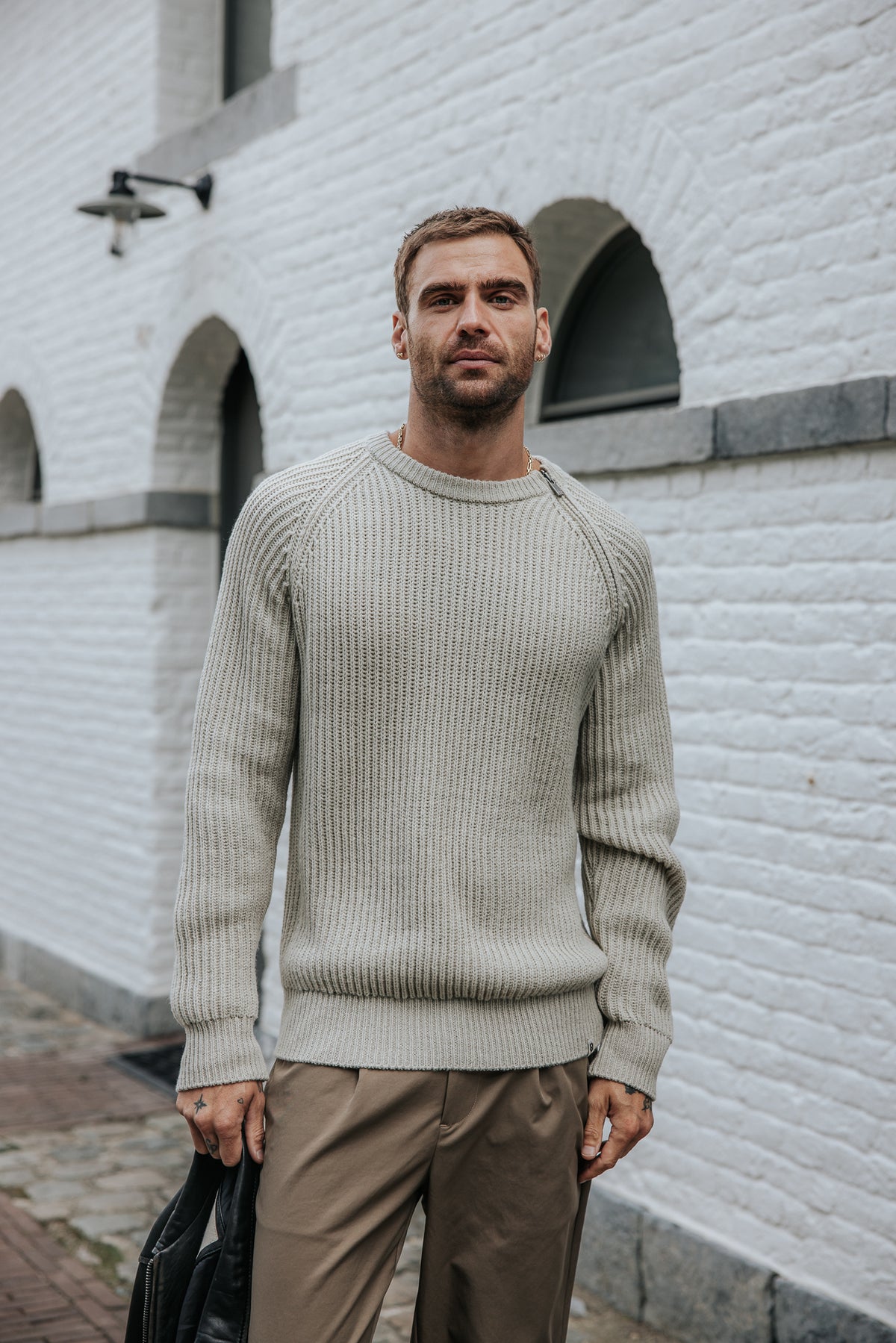 

Jersey de punto con cremallera Hombre Averill Maker beige | Freeman T. Porter
