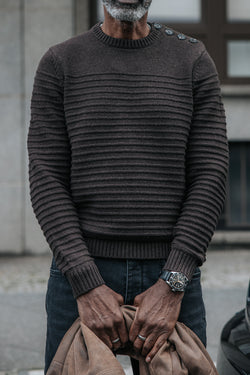 

Strukturierter Pullover mit Knopf Herren Ackley Tide brown | Freeman T. Porter