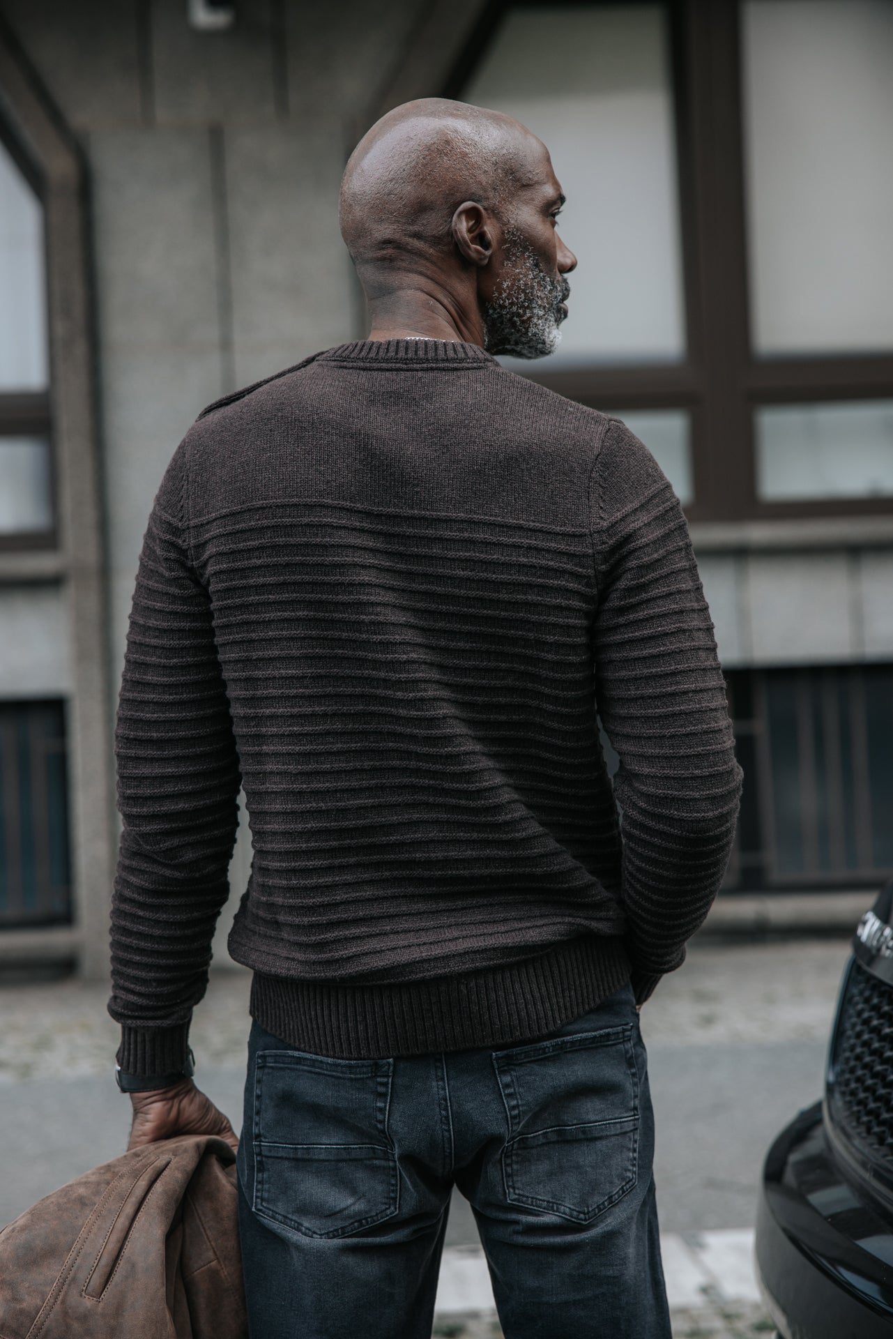 

Strukturierter Pullover mit Knopf Herren Ackley Tide brown | Freeman T. Porter