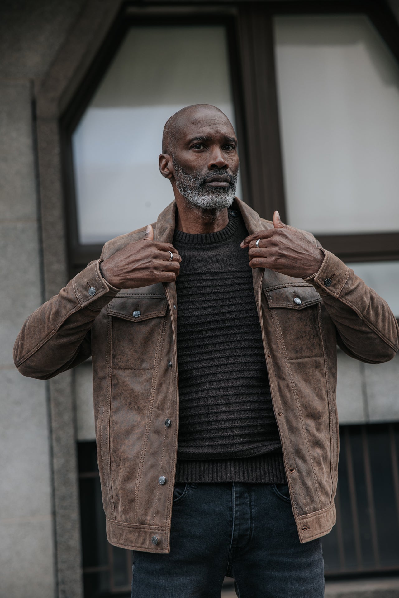 

Strukturierter Pullover mit Knopf Herren Ackley Tide brown | Freeman T. Porter