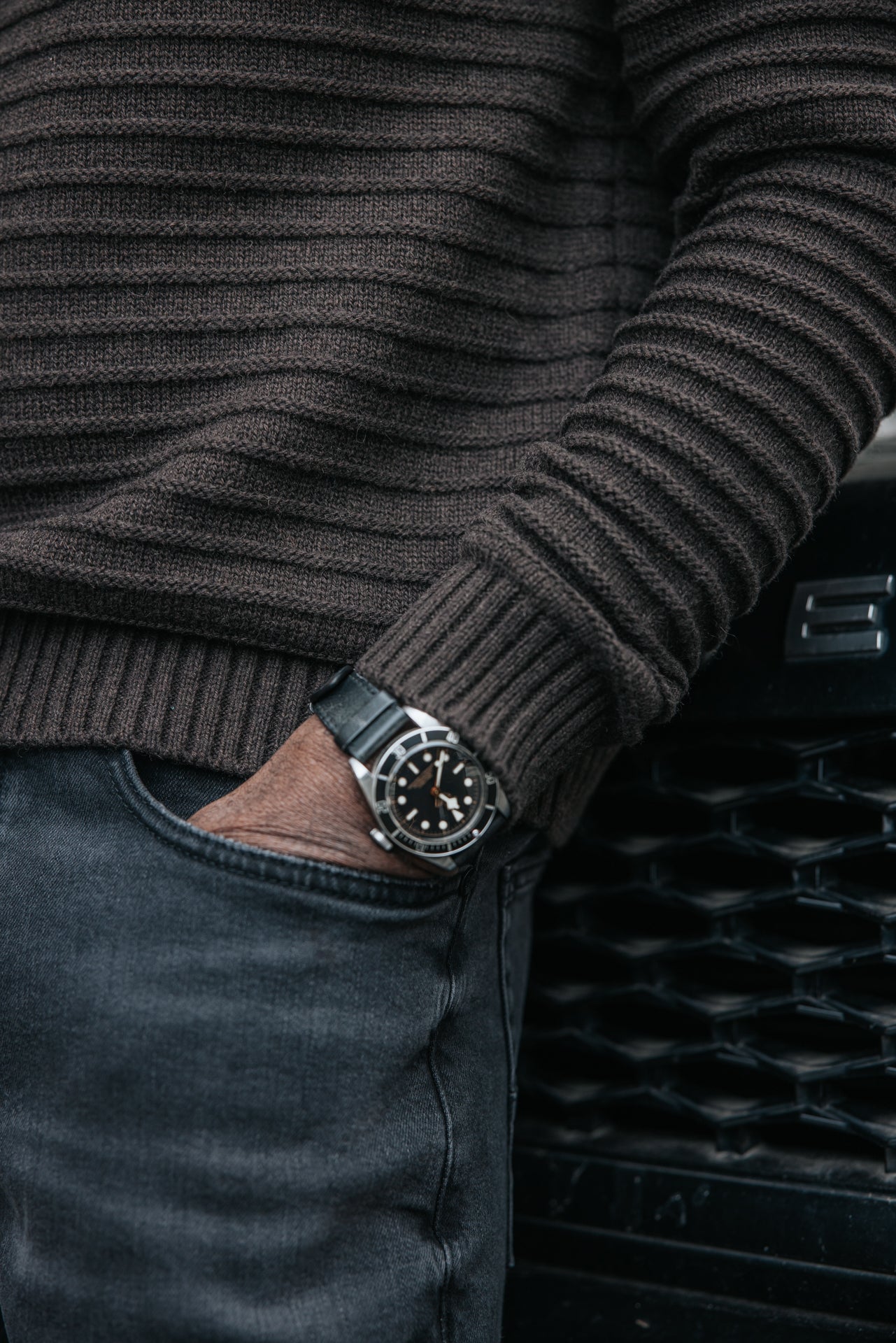

Strukturierter Pullover mit Knopf Herren Ackley Tide brown | Freeman T. Porter