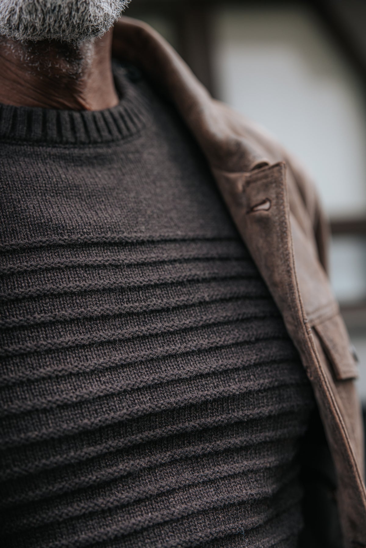 

Strukturierter Pullover mit Knopf Herren Ackley Tide brown | Freeman T. Porter