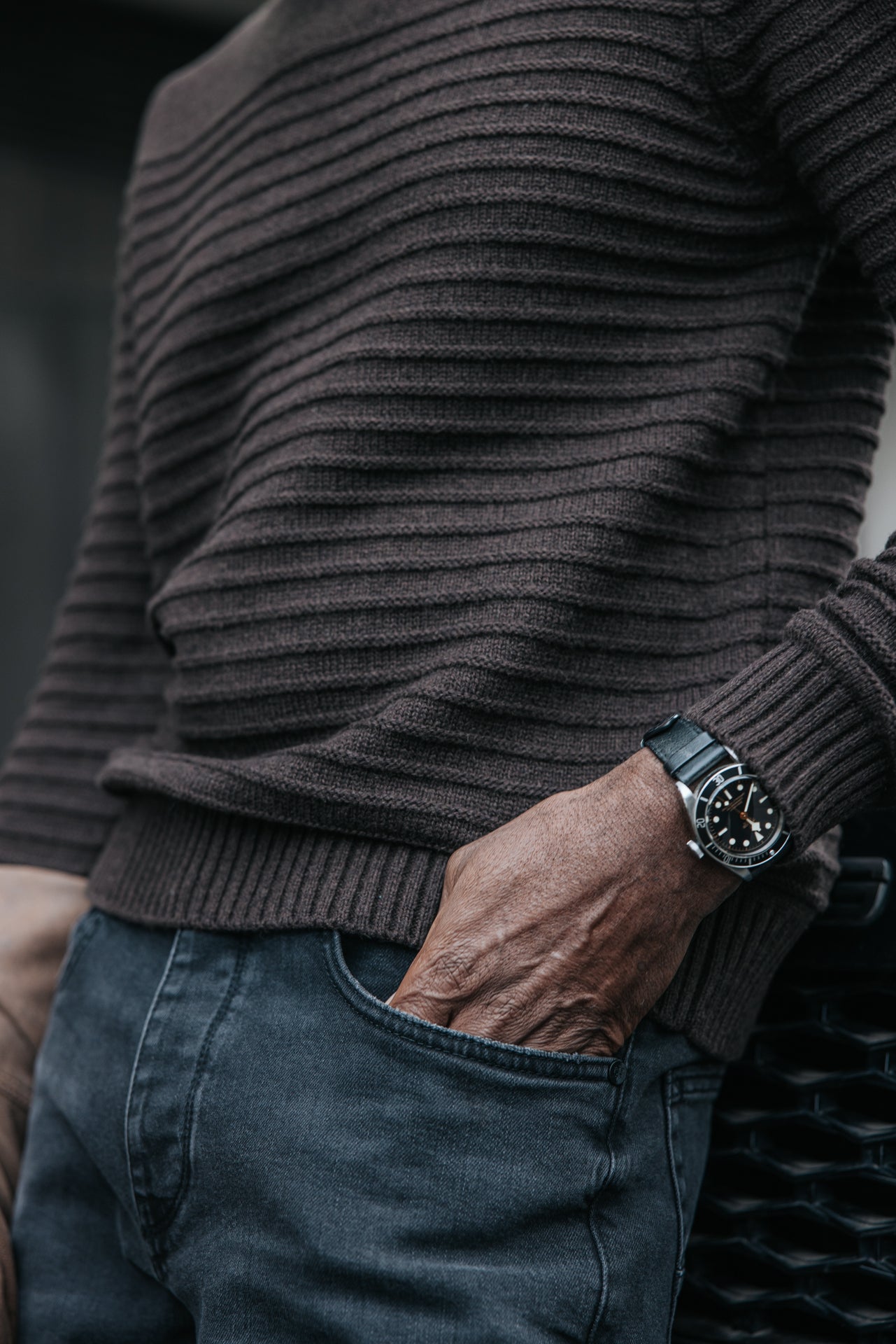 

Strukturierter Pullover mit Knopf Herren Ackley Tide brown | Freeman T. Porter