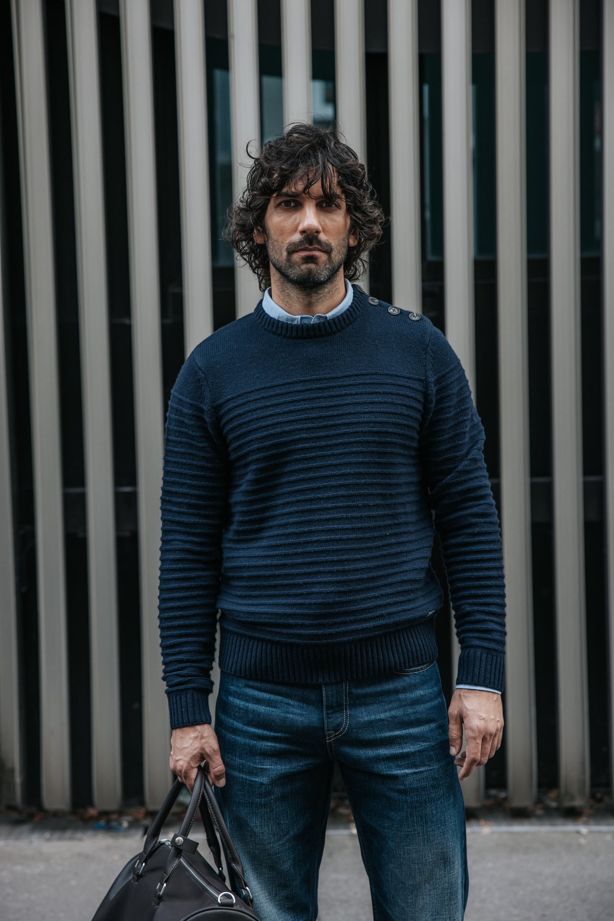 

Pull texturé à bouton Homme Ackley Tide sky captain | Freeman T. Porter