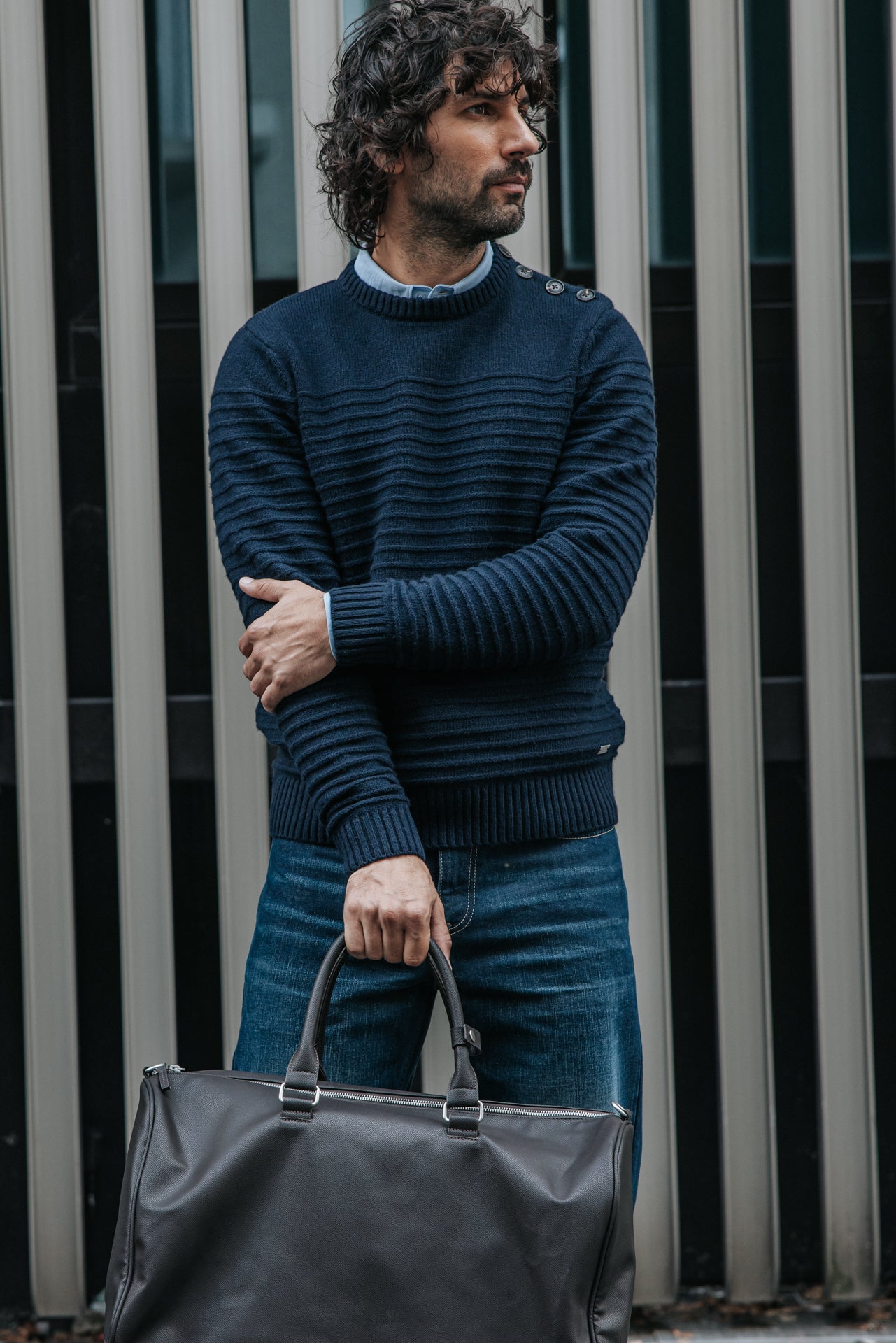 

Pull texturé à bouton Homme Ackley Tide sky captain | Freeman T. Porter