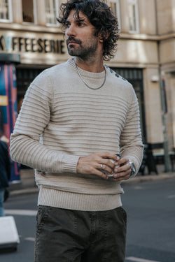 

Strukturierter Pullover mit Knopf Herren Ackley Tide egret | Freeman T. Porter