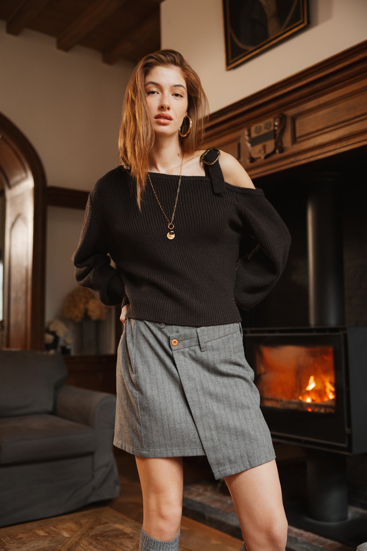 

Pullover mit schulterfreiem Ausschnitt Damen Pablina brown | Freeman T. Porter
