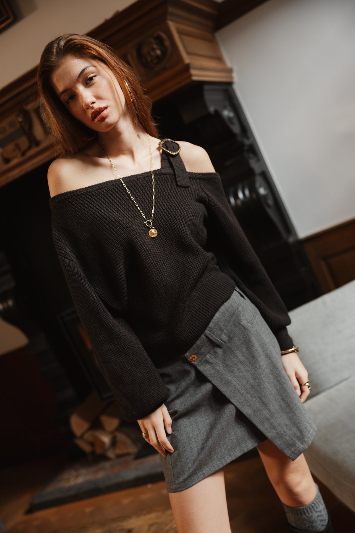 

Pullover mit schulterfreiem Ausschnitt Damen Pablina brown | Freeman T. Porter