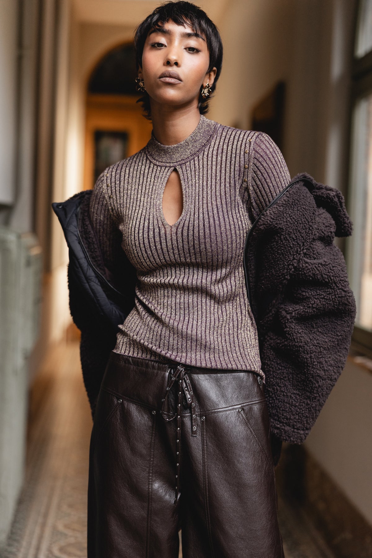 

Pullover mit Stehkragen und Cut-out Damen Paciano wine | Freeman T. Porter