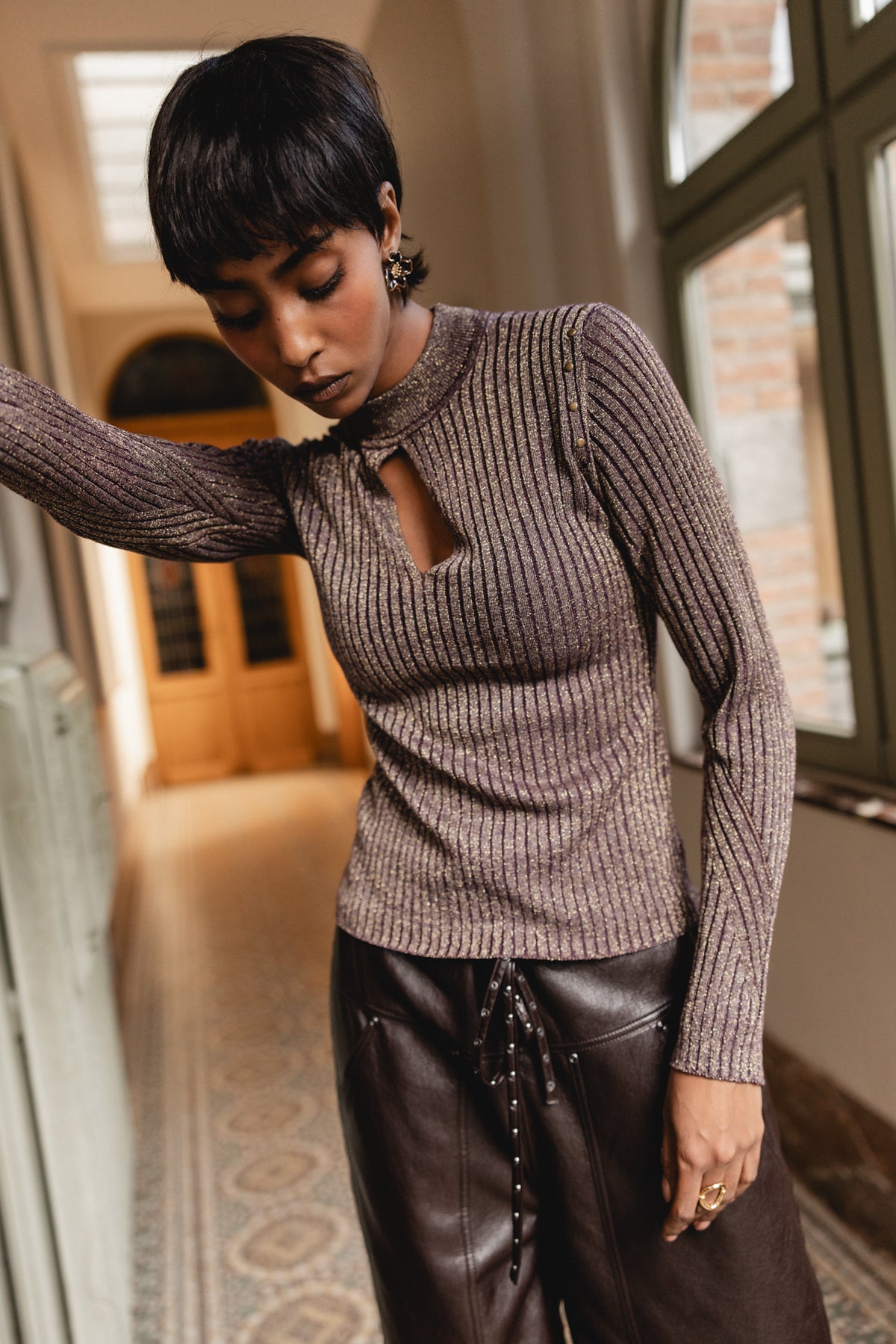 

Pullover mit Stehkragen und Cut-out Damen Paciano wine | Freeman T. Porter