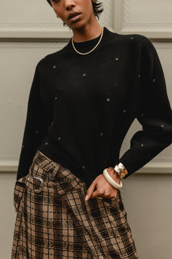 

Pullover mit Fledermausärmeln und Nieten Damen Pierino eyelet black | Freeman T. Porter