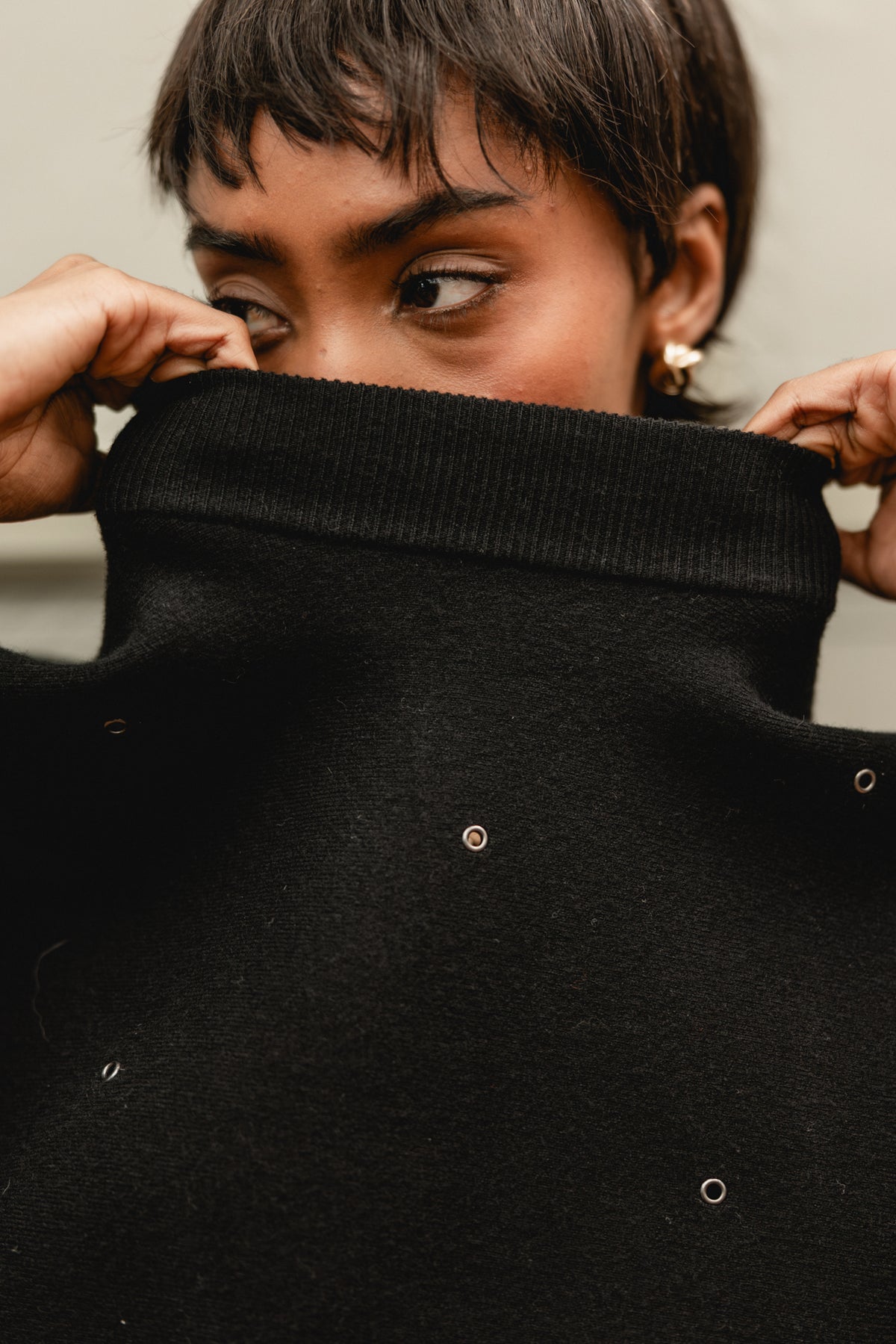 

Pullover mit Fledermausärmeln und Nieten Damen Pierino eyelet black | Freeman T. Porter