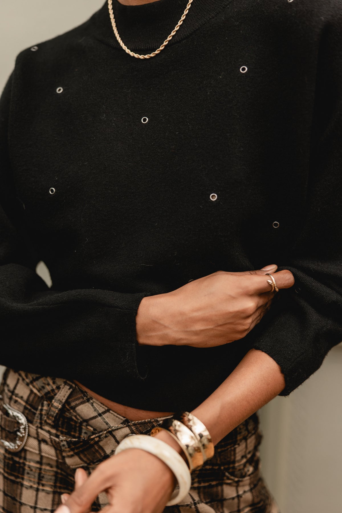 

Pullover mit Fledermausärmeln und Nieten Damen Pierino eyelet black | Freeman T. Porter
