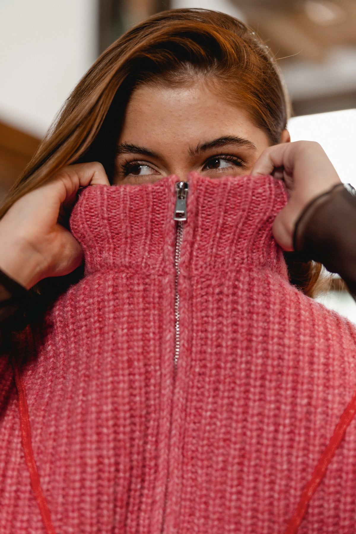 
              

Cropped-Pullover mit Reißverschlusskragen Damen Prospero pink | Freeman T. Porter
            