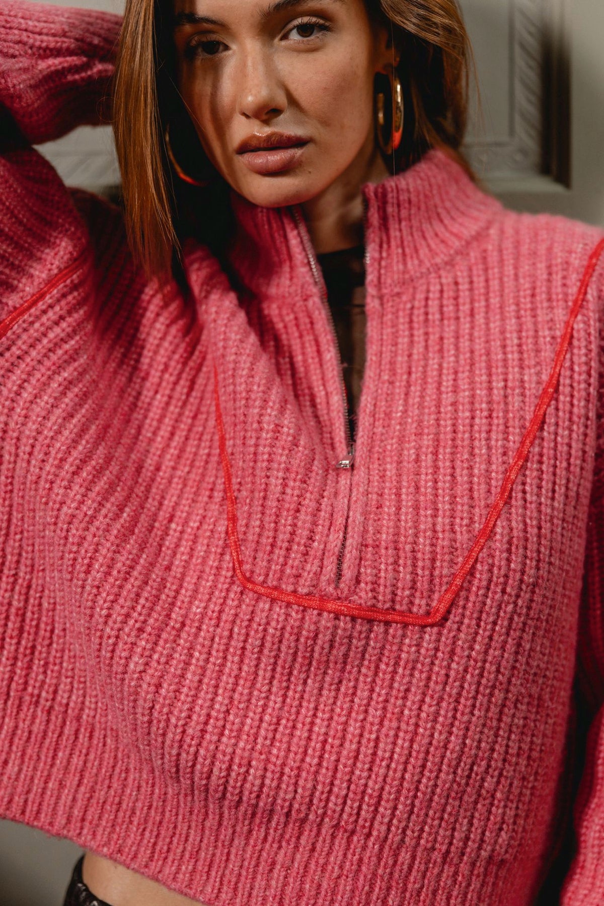 

Cropped-Pullover mit Reißverschlusskragen Damen Prospero pink | Freeman T. Porter