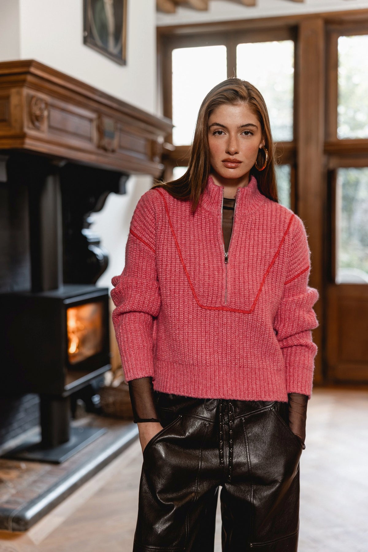 

Cropped-Pullover mit Reißverschlusskragen Damen Prospero pink | Freeman T. Porter