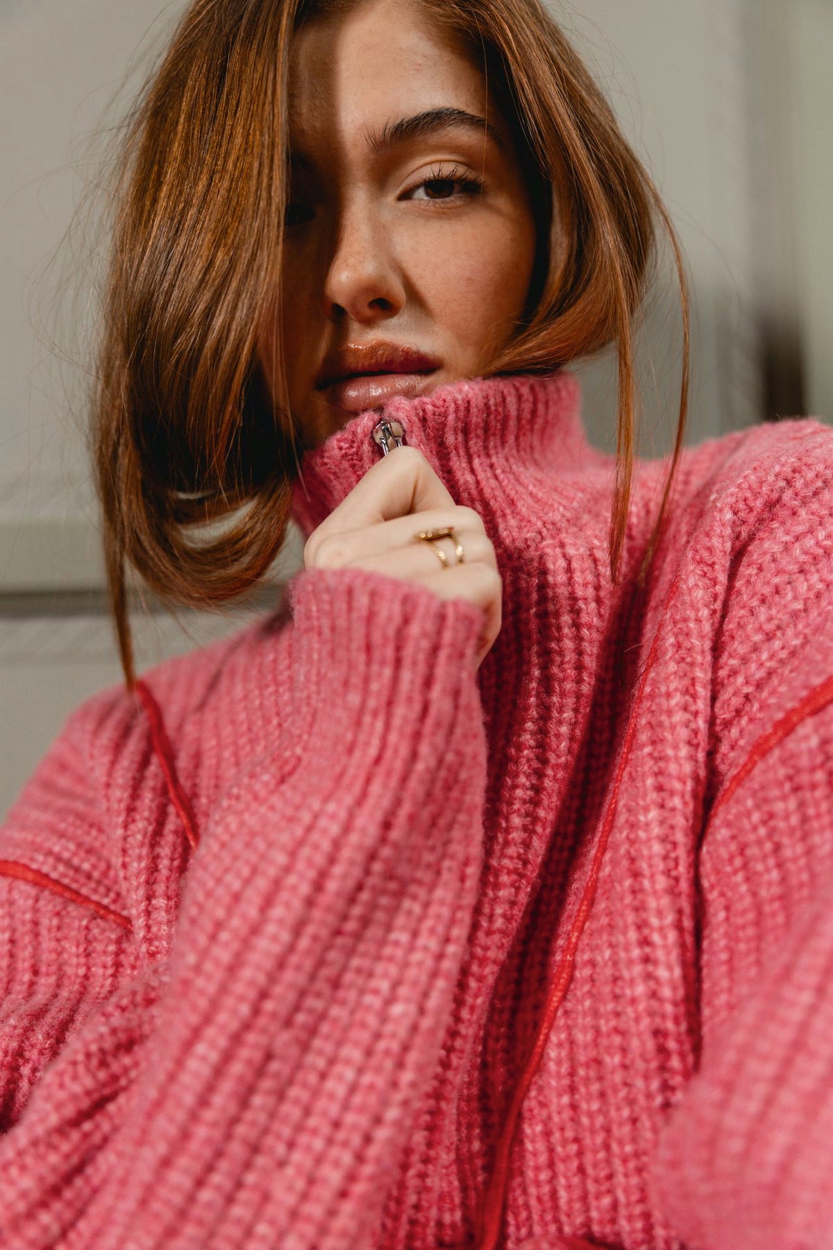 

Cropped-Pullover mit Reißverschlusskragen Damen Prospero pink | Freeman T. Porter