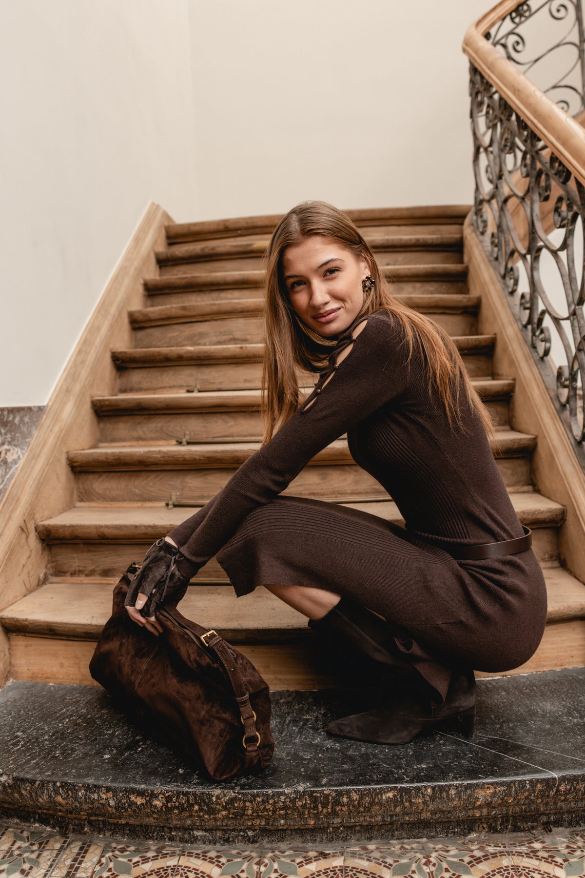 

Körpernah geschnittenes Kleid mit Cut-Outs an den Armen Damen Rollane brown | Freeman T. Porter