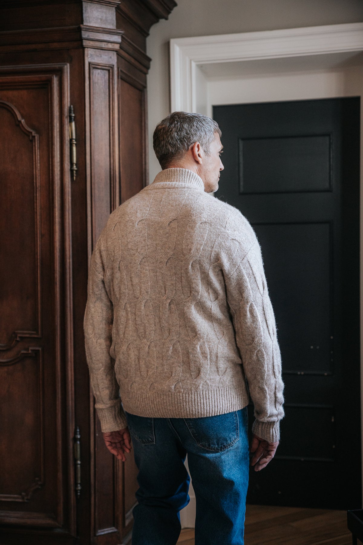 

Gilet de cuello subido Hombre Acton Tully chiné beige | Freeman T. Porter