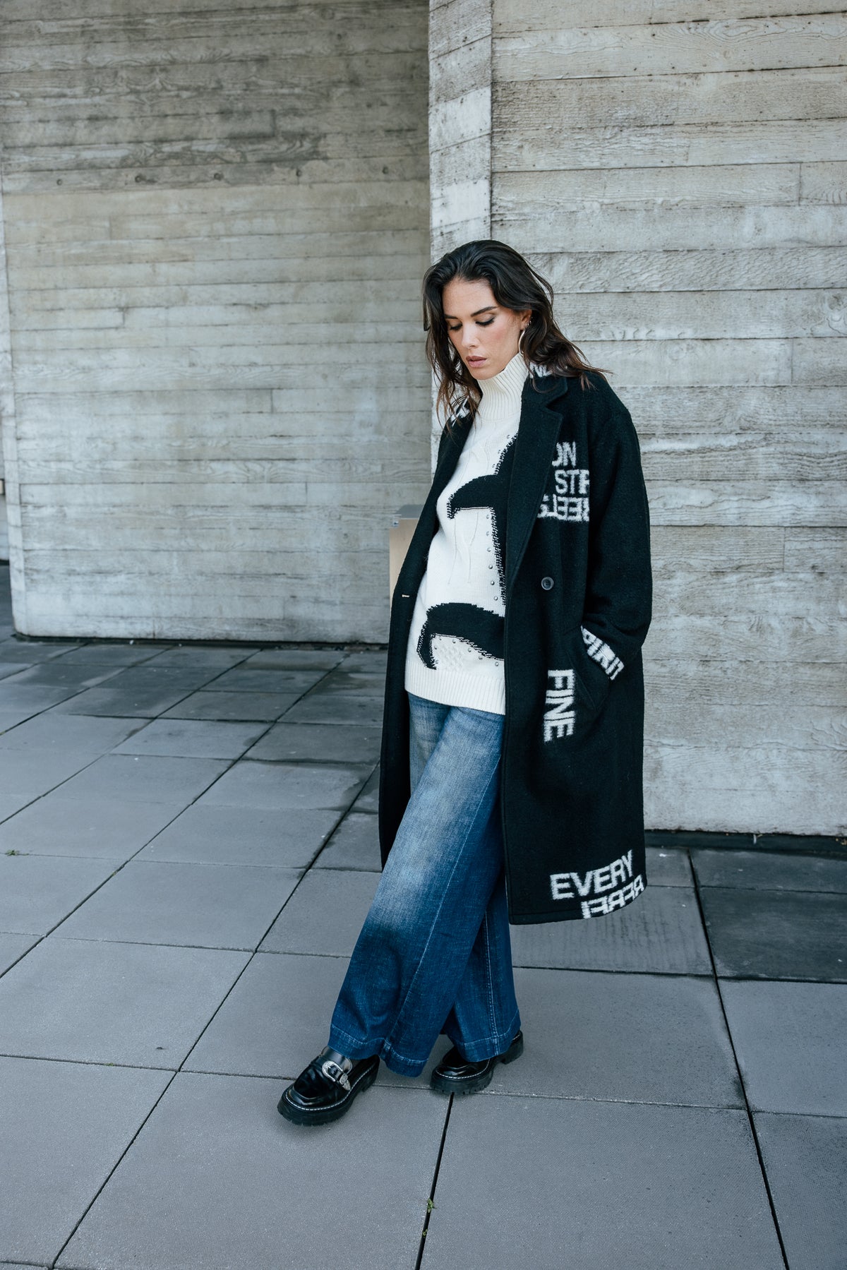 

Pull détails contrastants et clous Femme Pears Fancy white & black | Freeman T. Porter
