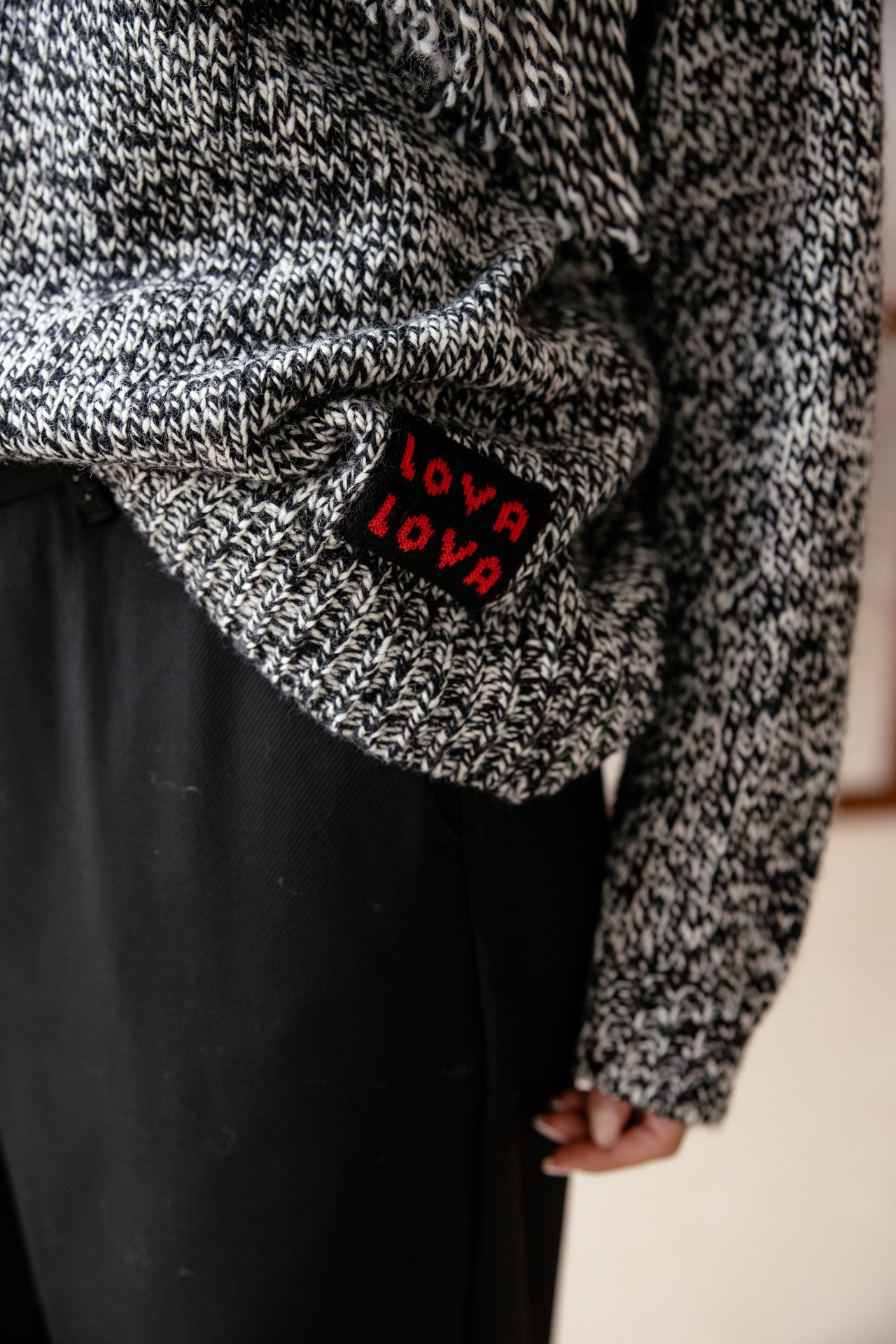 

Pullover mit Fransen-Details Damen Pears Fringes black & white | Freeman T. Porter
