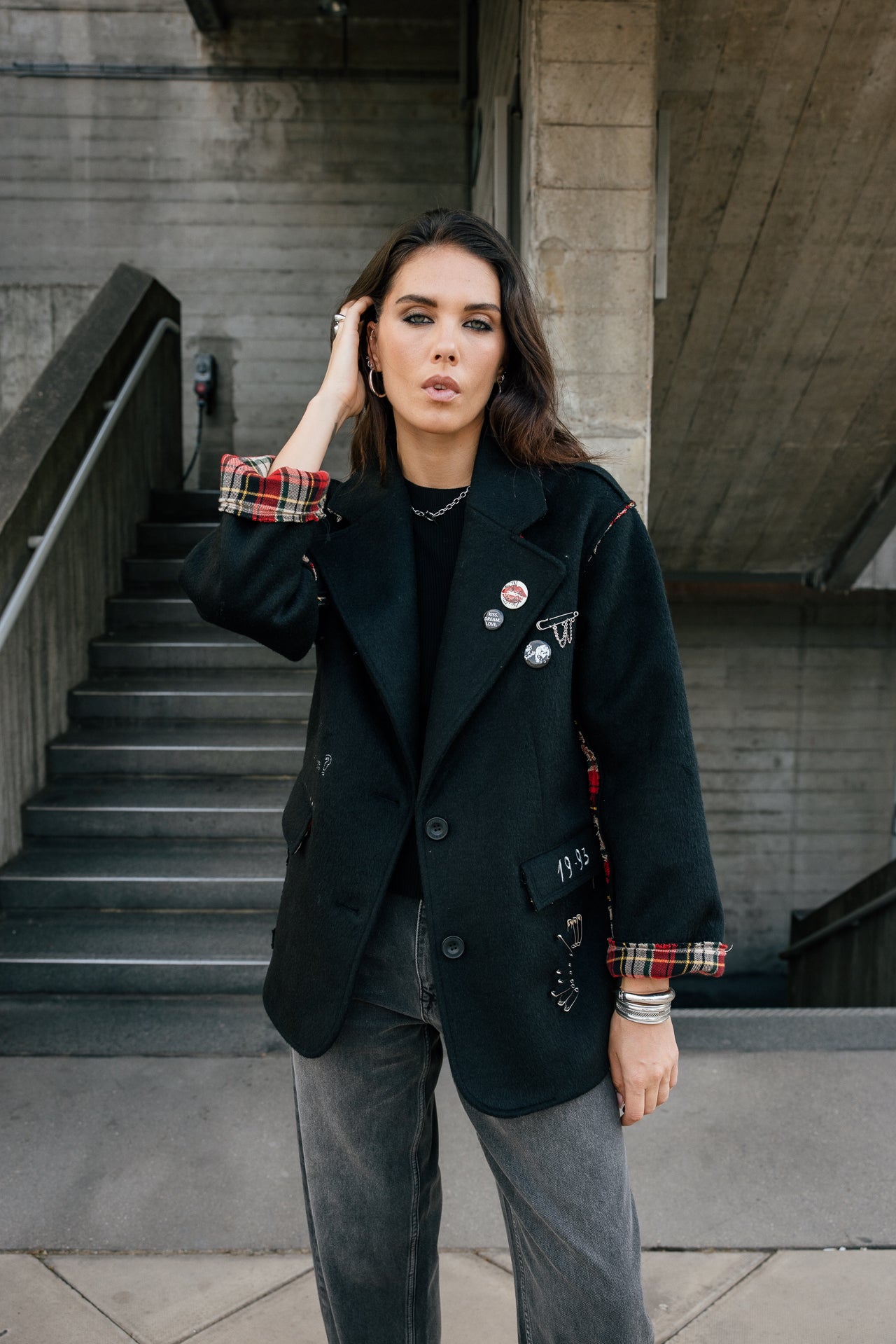 

Blazer Rock mit Tartan-Details Damen Moly London black | Freeman T. Porter