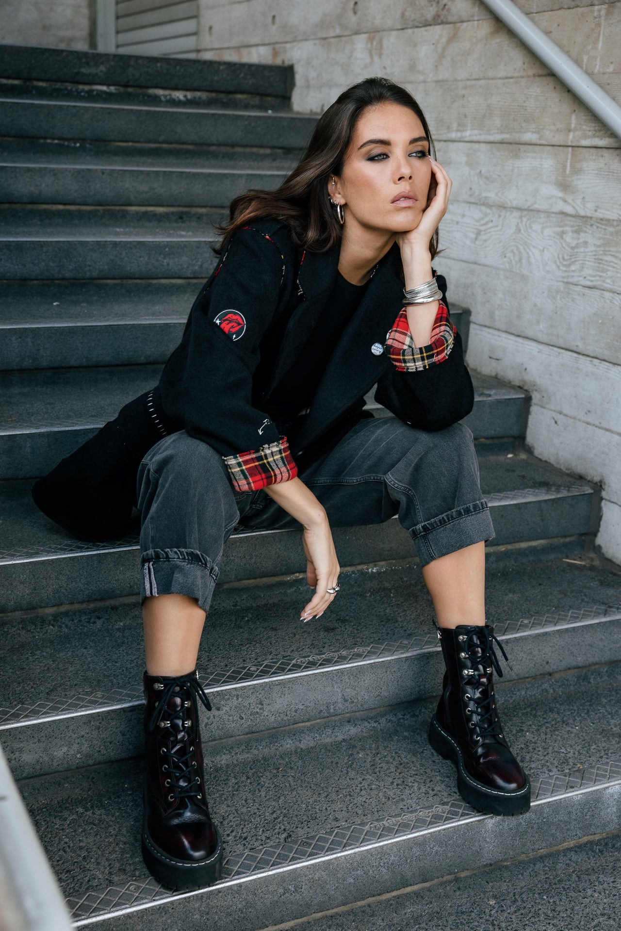 

Blazer Rock mit Tartan-Details Damen Moly London black | Freeman T. Porter