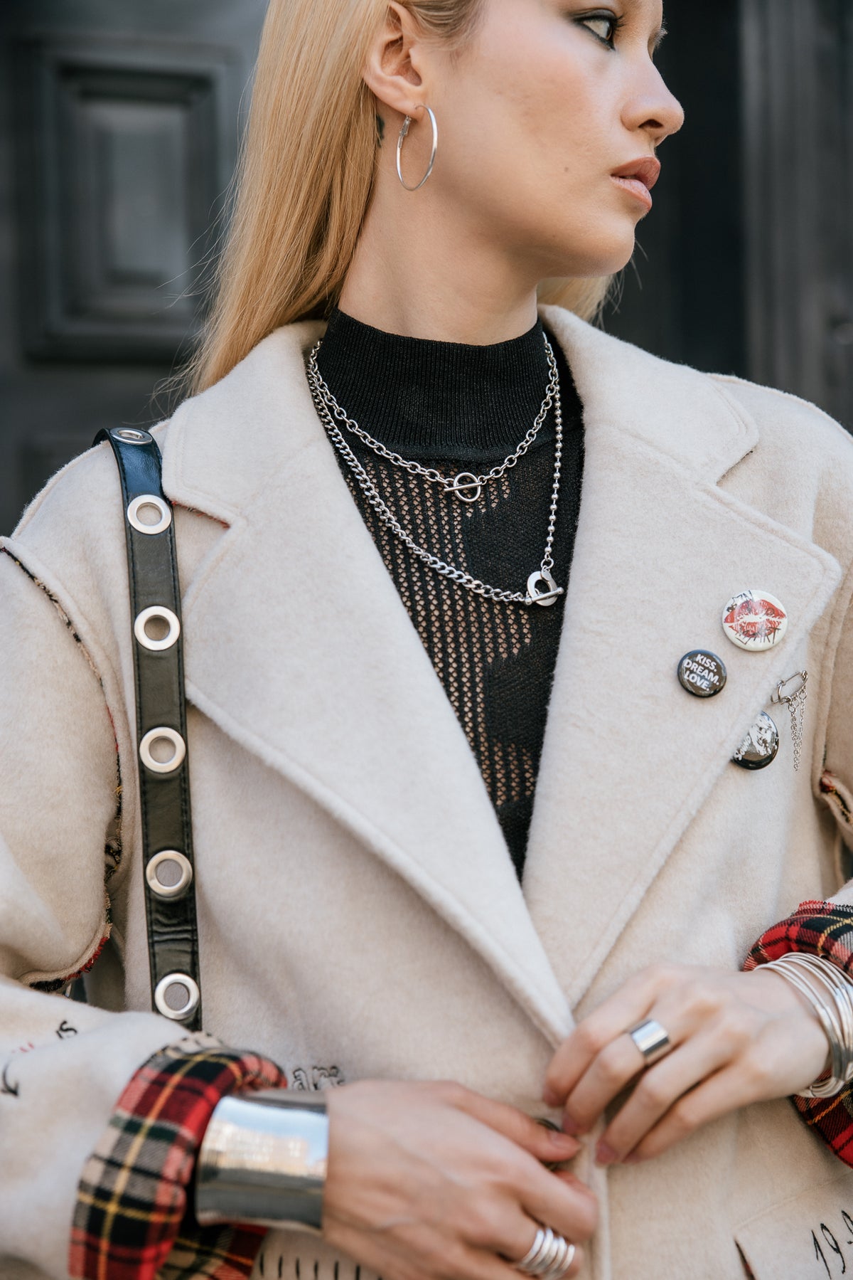 
              

Blazer rock détails tartan Femme Moly London birch | Freeman T. Porter
            