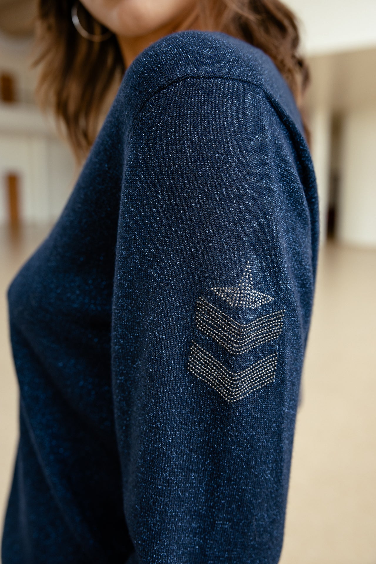 

Leichter, schimmernder Pullover mit Schulterstickerei Damen Preem Shiny dark sapphire | Freeman T. Porter