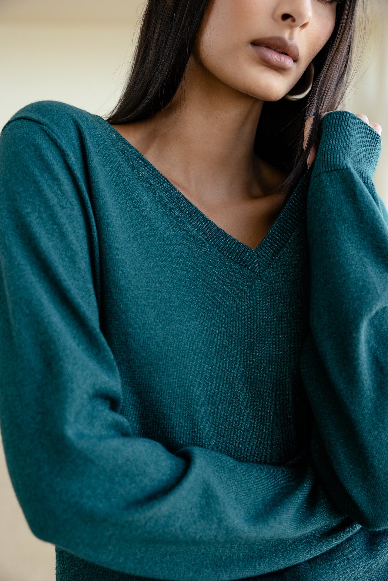 

Leichter glitzernder Pullover mit Schulterstickerei Damen Preem Shiny sea moss | Freeman T. Porter