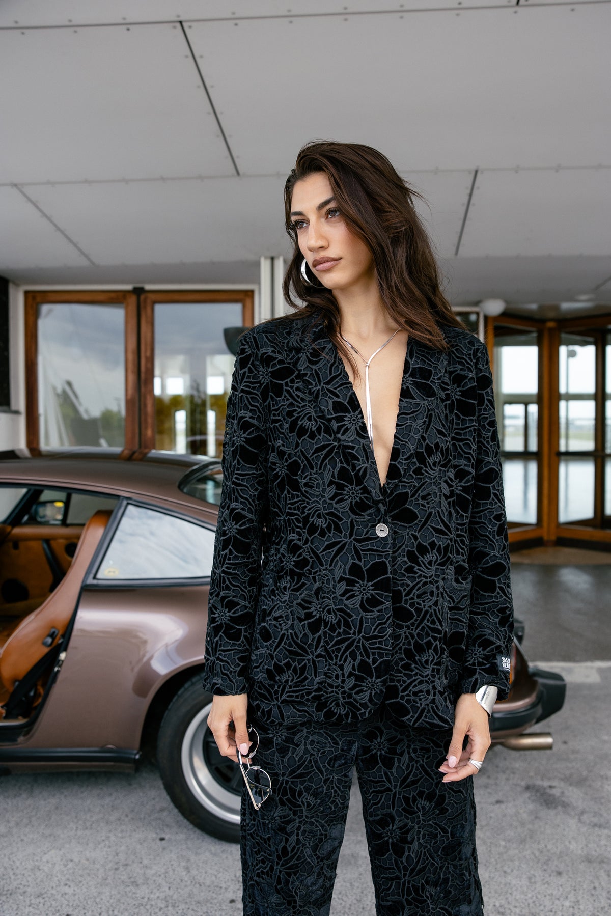 

Blazer Oversize velours et dentelle Femme Marane Velvet Lace black | Freeman T. Porter