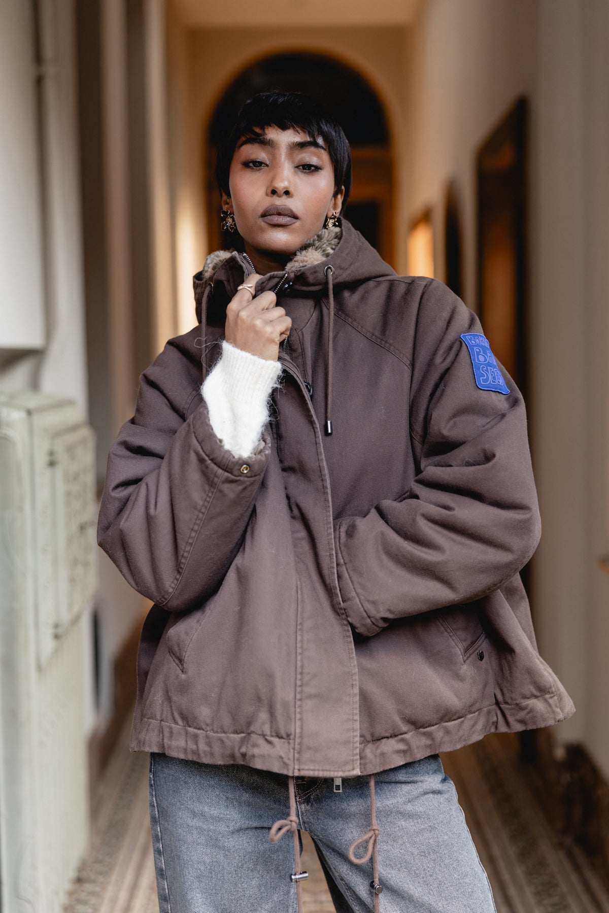 

Kurze Oversize-Jacke Damen Vendana Zebra brown | Freeman T. Porter