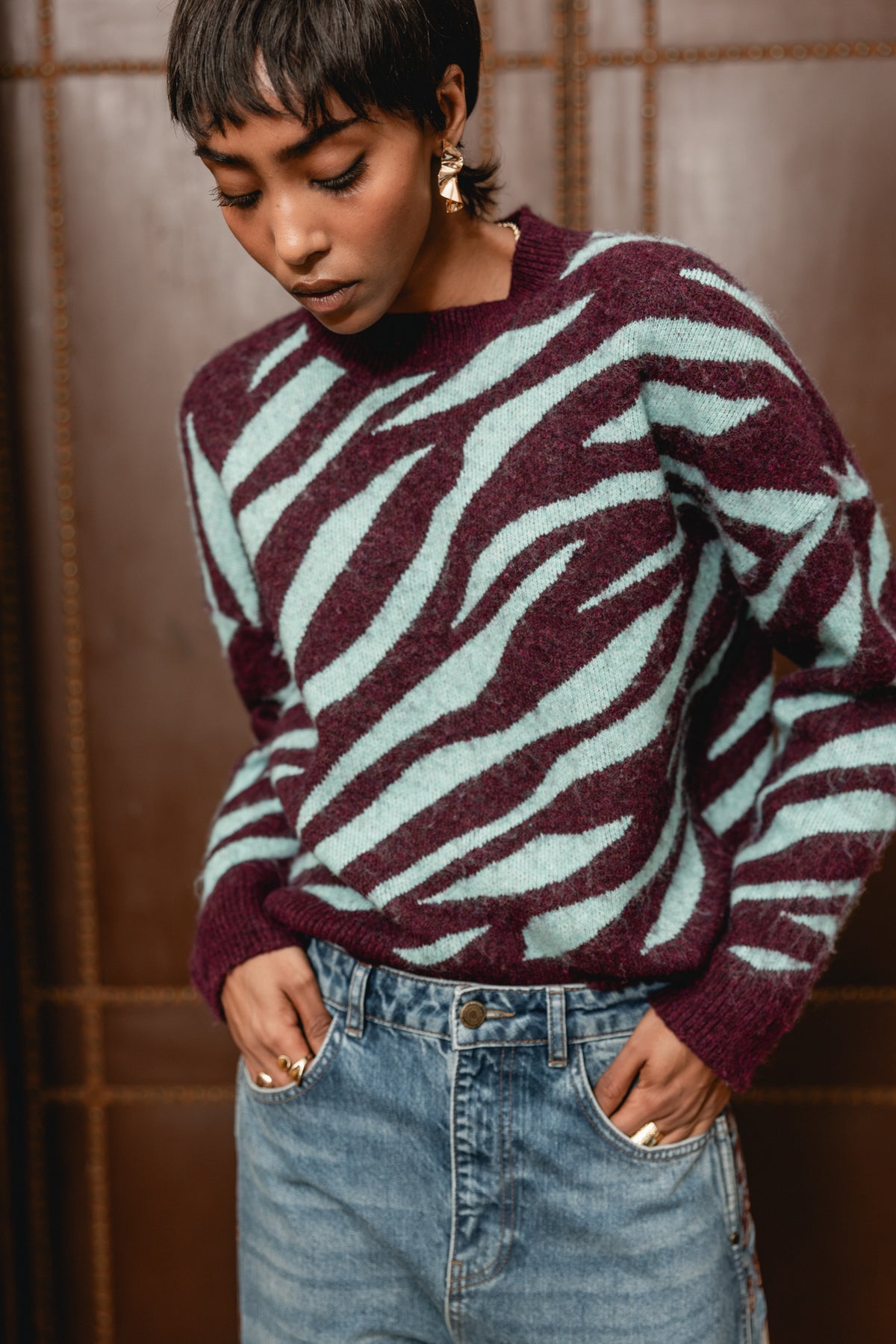   
            

Farbenfroher Zebra-Pullover Damen Phelix Zebra wine / Jelly | Freeman T. Porter
          