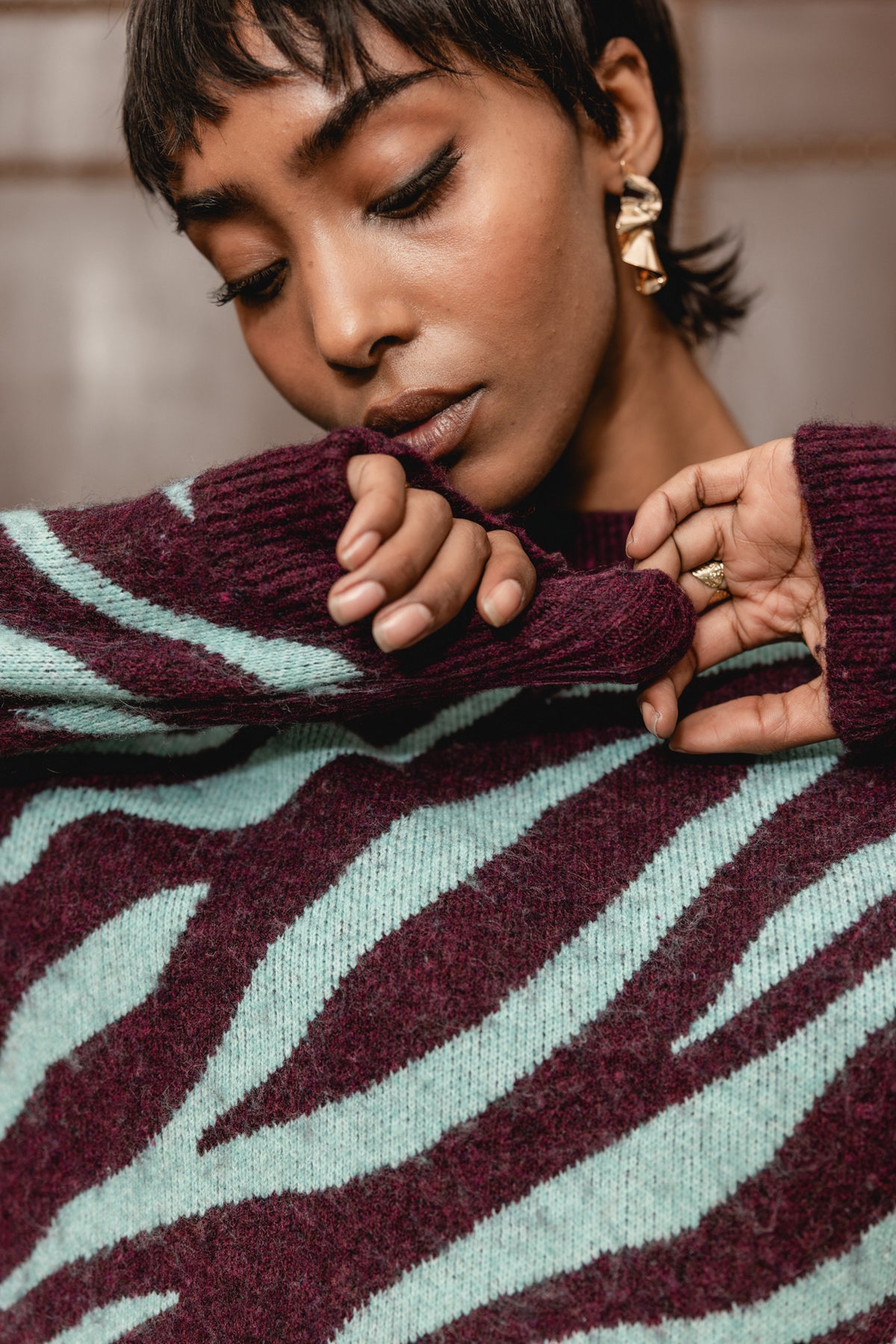 
              

Farbenfroher Zebra-Pullover Damen Phelix Zebra wine / Jelly | Freeman T. Porter
            