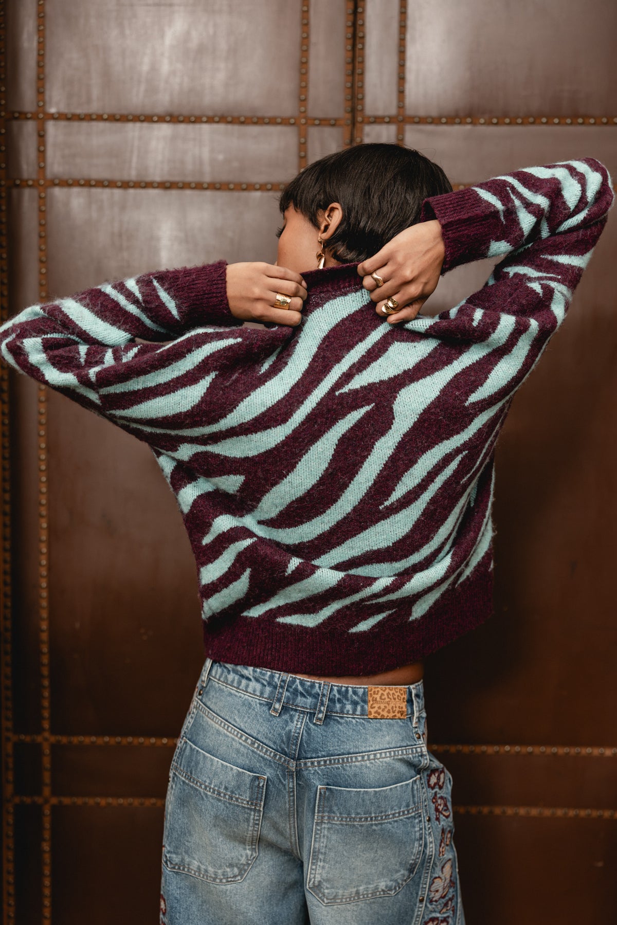 

Farbenfroher Zebra-Pullover Damen Phelix Zebra wine / Jelly | Freeman T. Porter