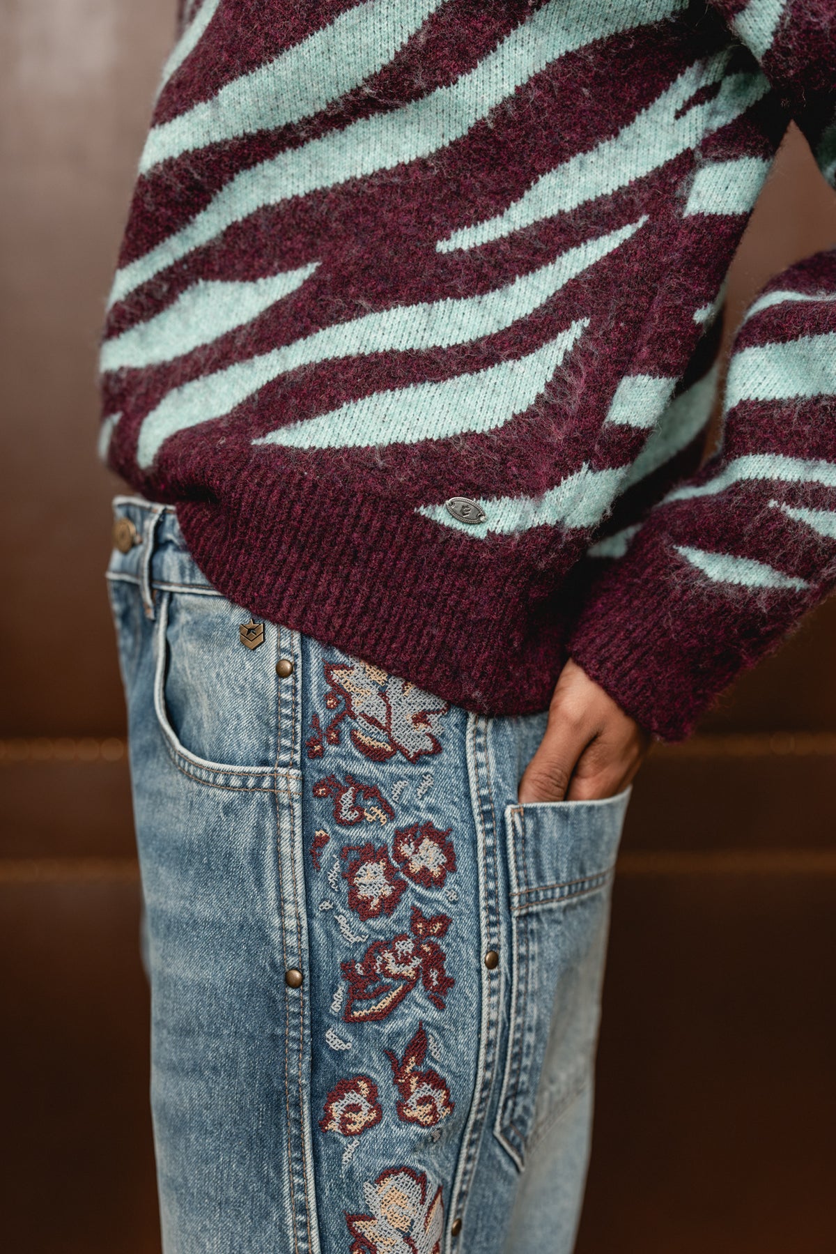 

Farbenfroher Zebra-Pullover Damen Phelix Zebra wine / Jelly | Freeman T. Porter