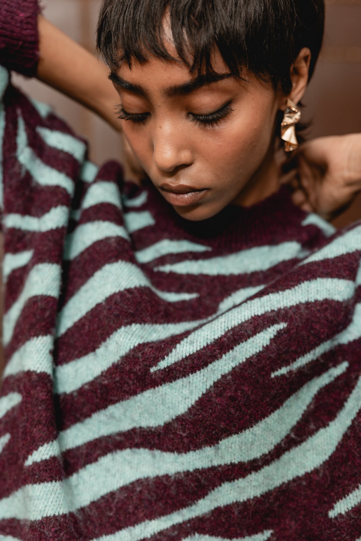 

Farbenfroher Zebra-Pullover Damen Phelix Zebra wine / Jelly | Freeman T. Porter
