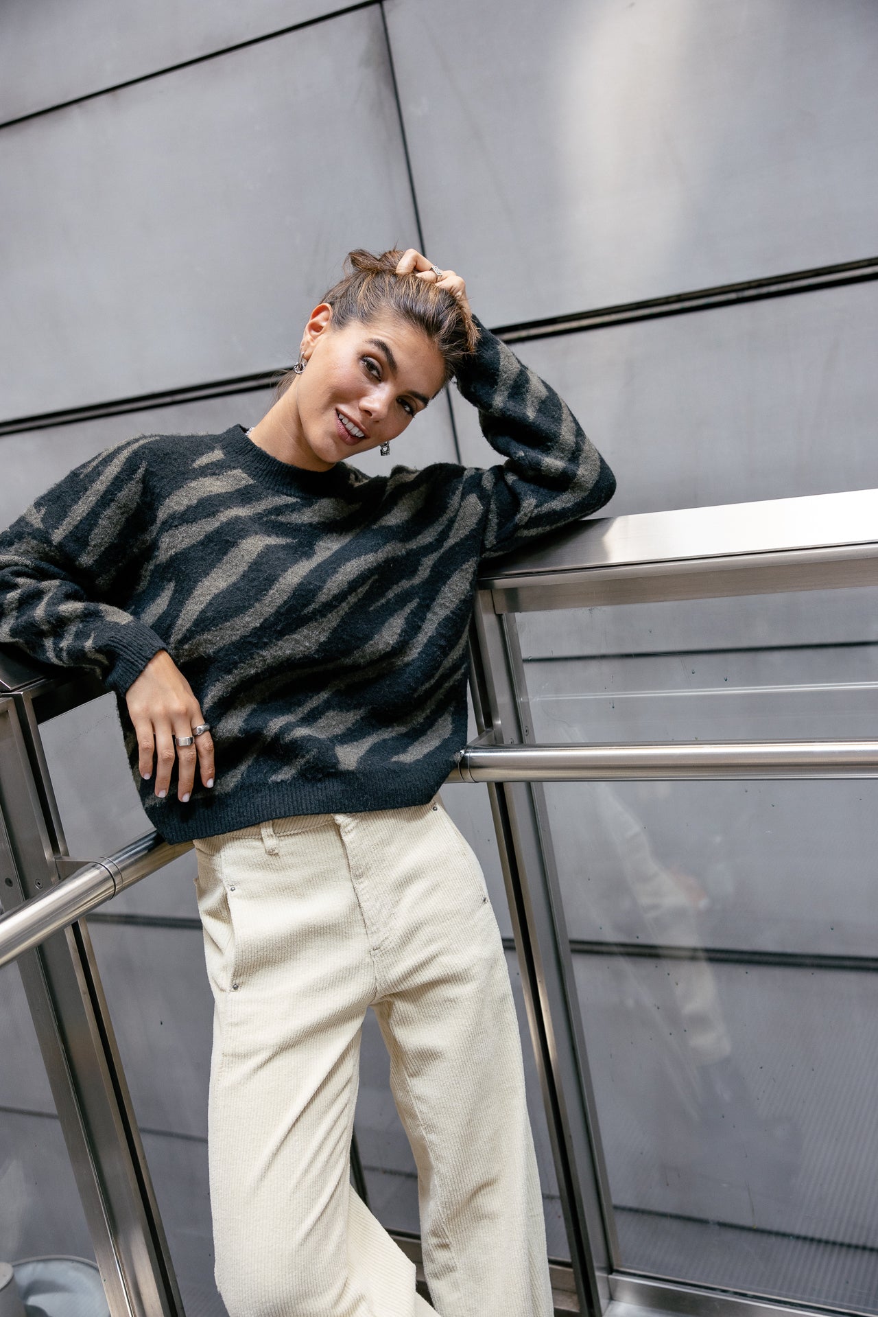 

Zebra-Pullover Damen Phelix Zebra khaki & black | Freeman T. Porter