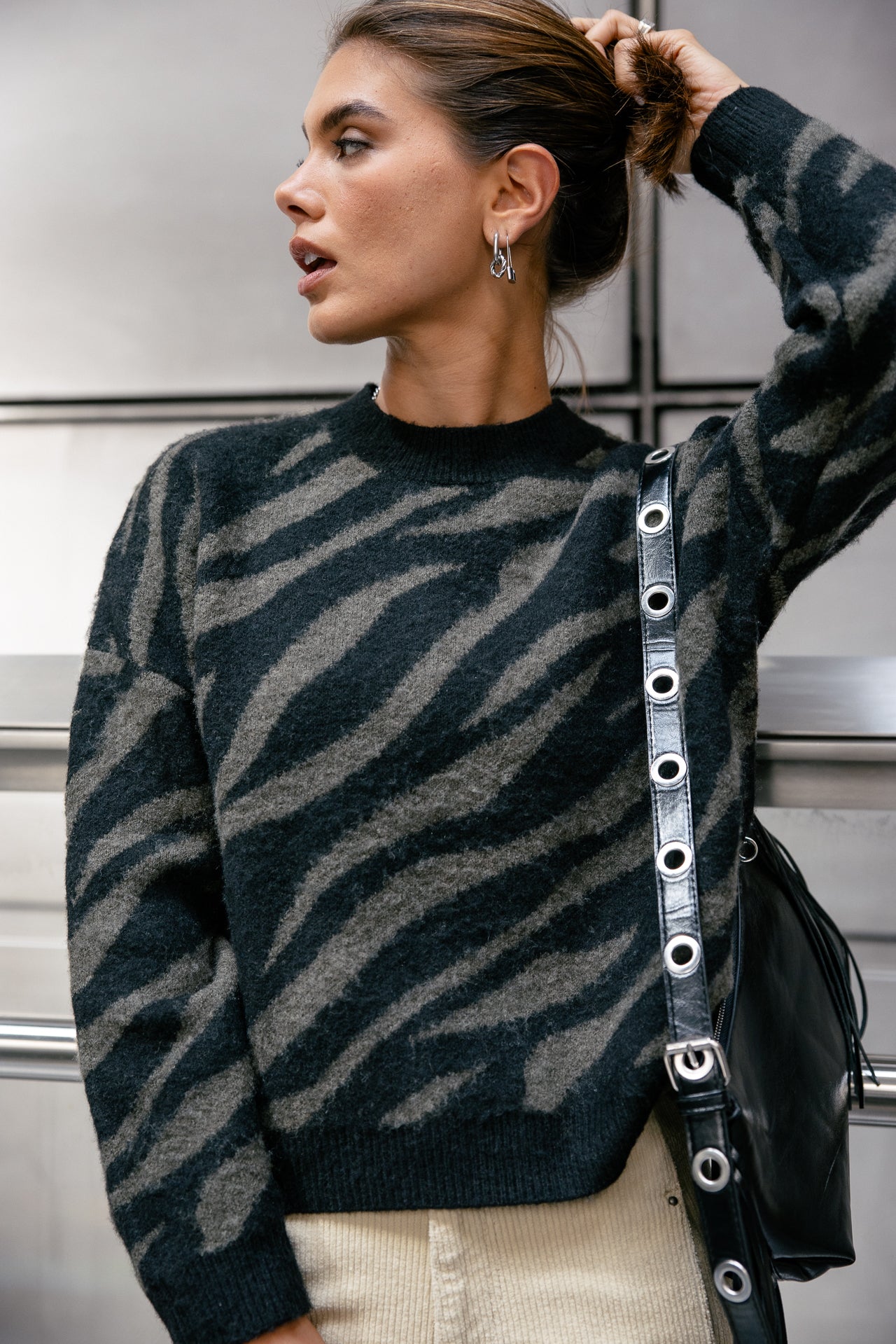 

Zebra-Pullover Damen Phelix Zebra khaki & black | Freeman T. Porter