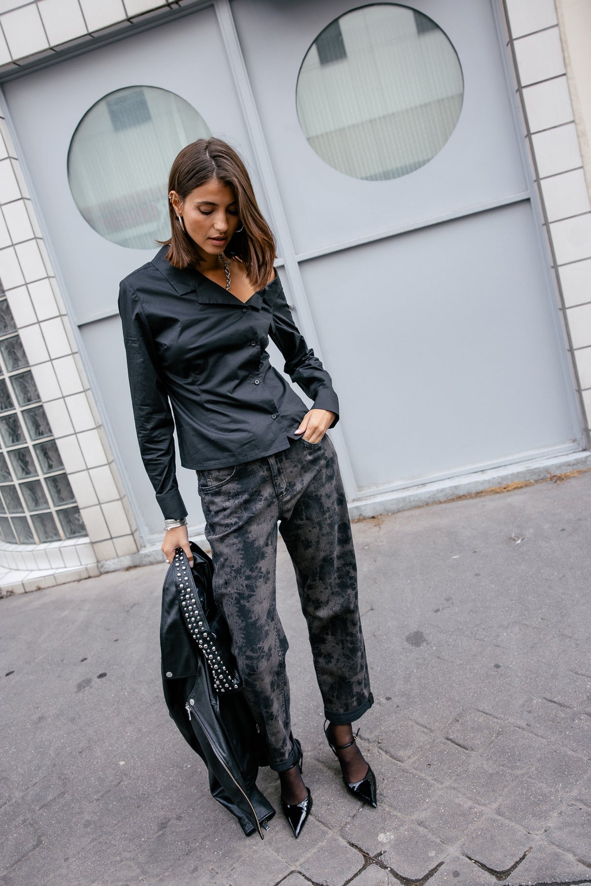 

Asymmetrisches Hemd mit schulterfreiem Design Damen Chaz Plain black | Freeman T. Porter