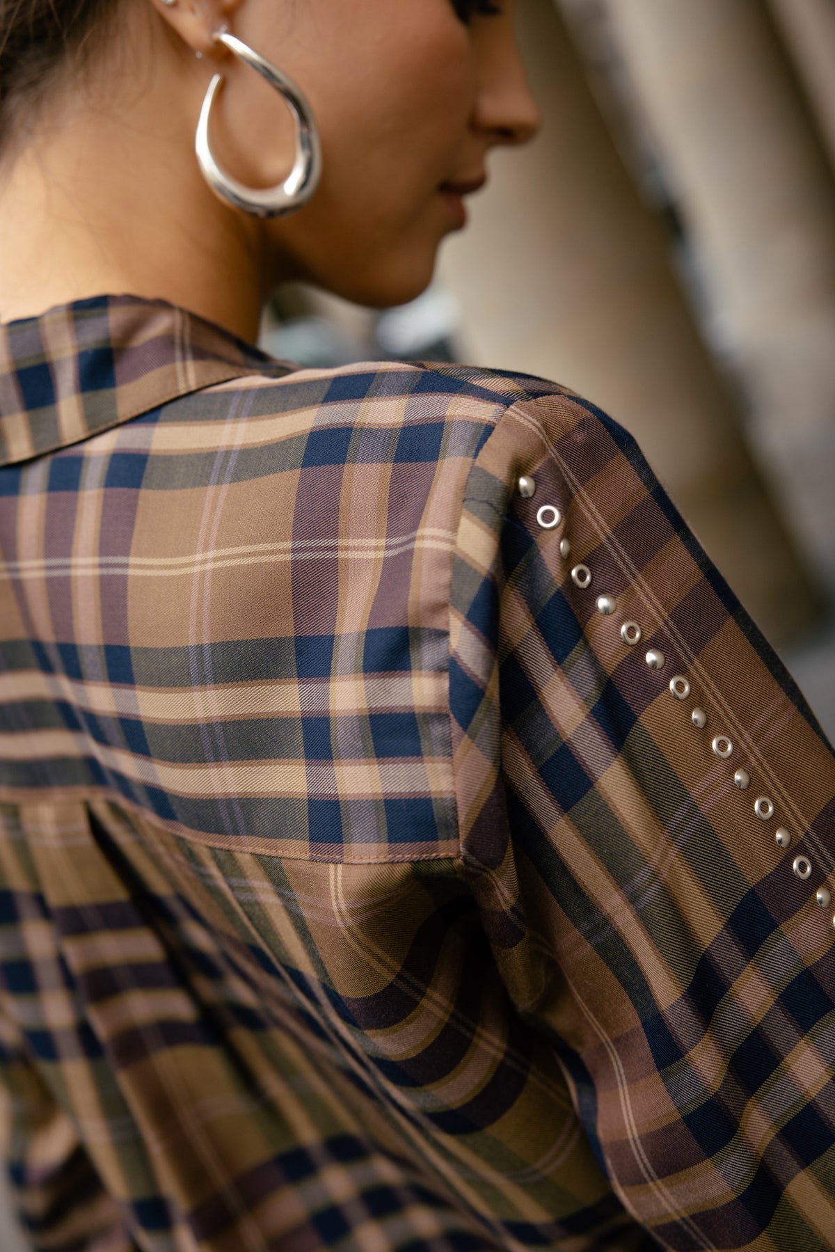 

Gerades Hemd mit Nieten-Details Damen Cali Checks cinnamon | Freeman T. Porter