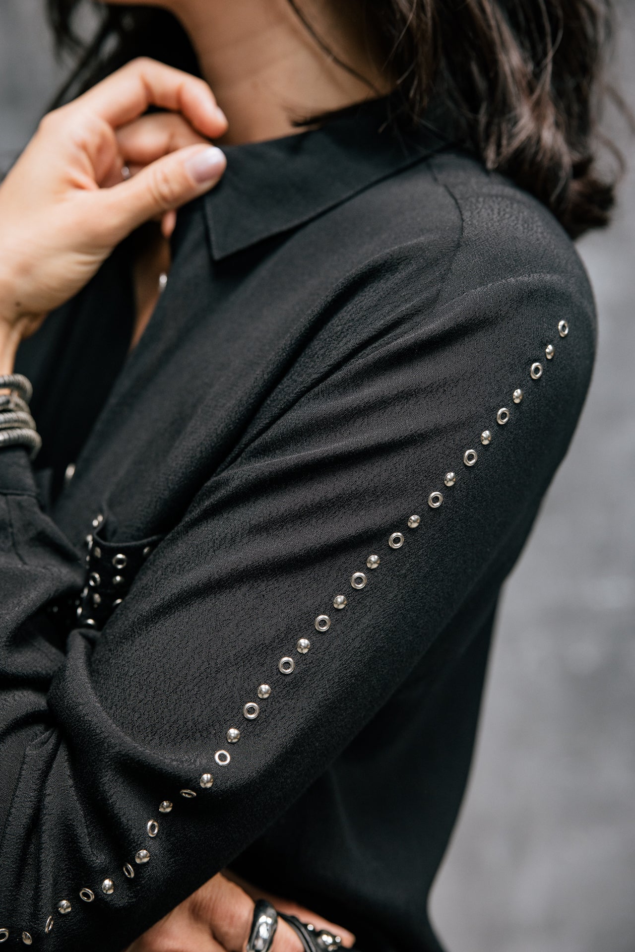 

Gerades Hemd mit Nieten-Details Damen Cali Plain black | Freeman T. Porter