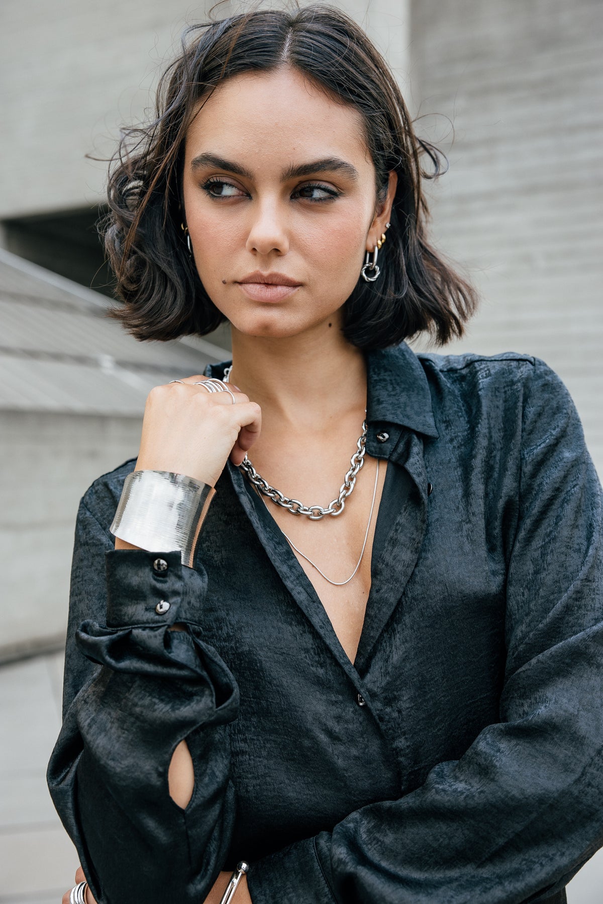

Chemise droite satinée Femme Cali Shine black | Freeman T. Porter