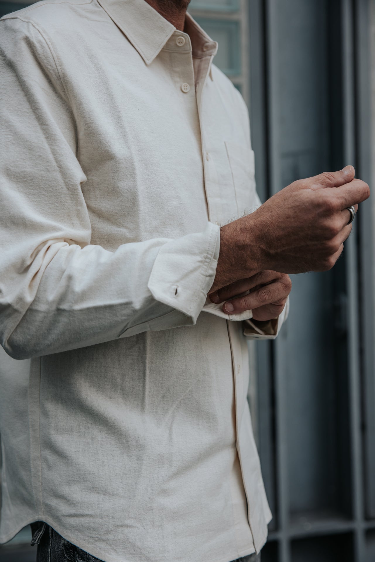 

Langarmhemd Herren Jeremiah Hunty off white | Freeman T. Porter