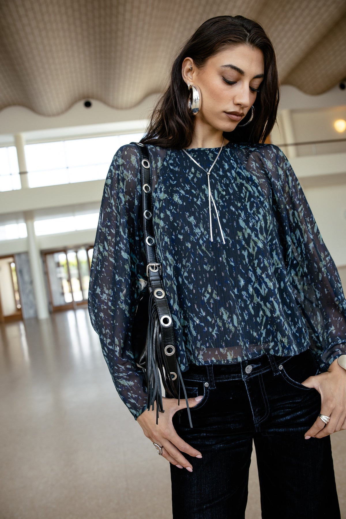 

Schulterfreies Top Damen Telcie Abstract original | Freeman T. Porter