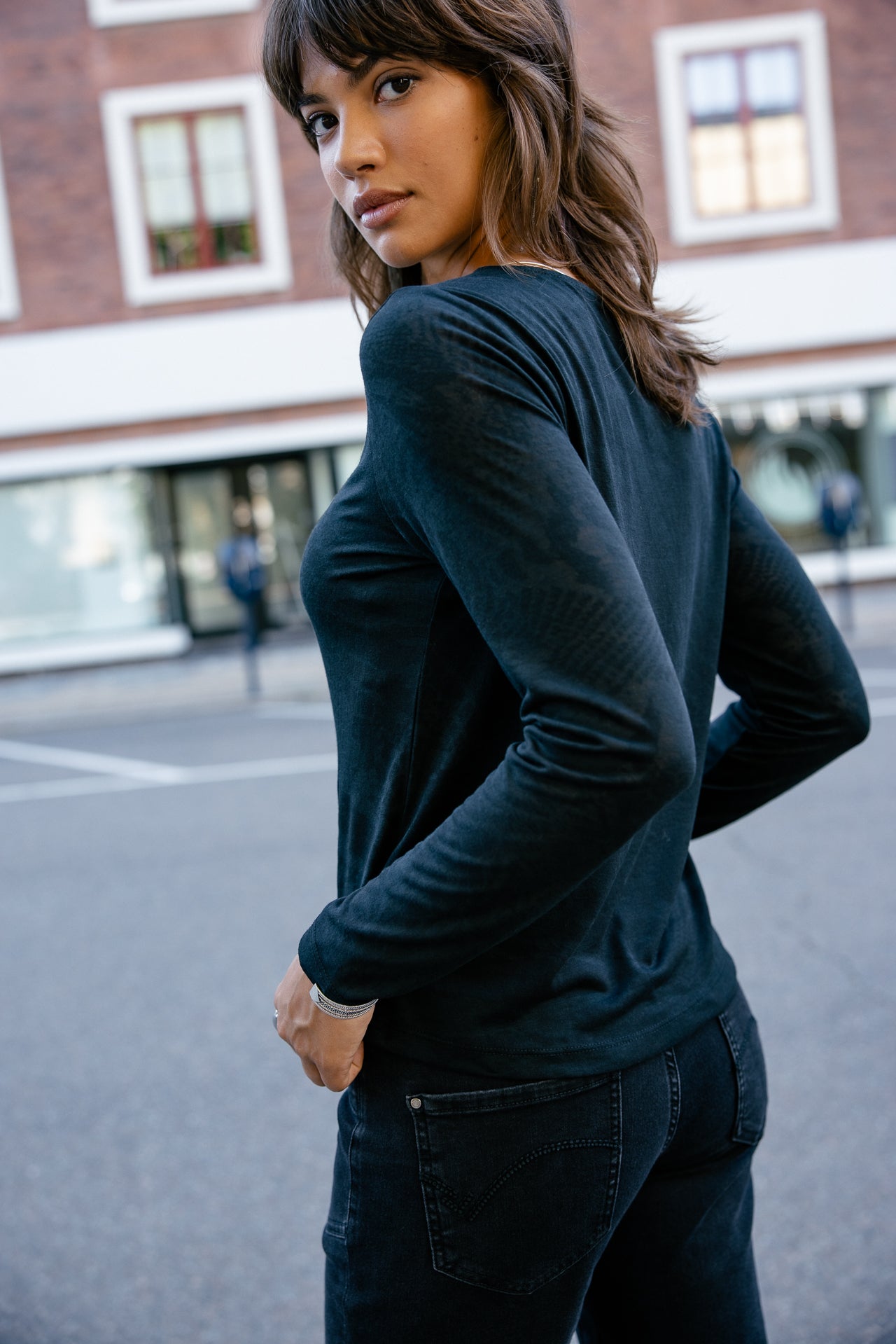 

T-Shirt mit Transparenzeffekten Damen Tween Devore black | Freeman T. Porter