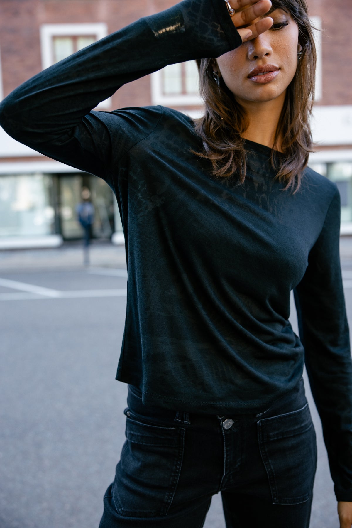 

T-Shirt mit Transparenzeffekten Damen Tween Devore black | Freeman T. Porter
